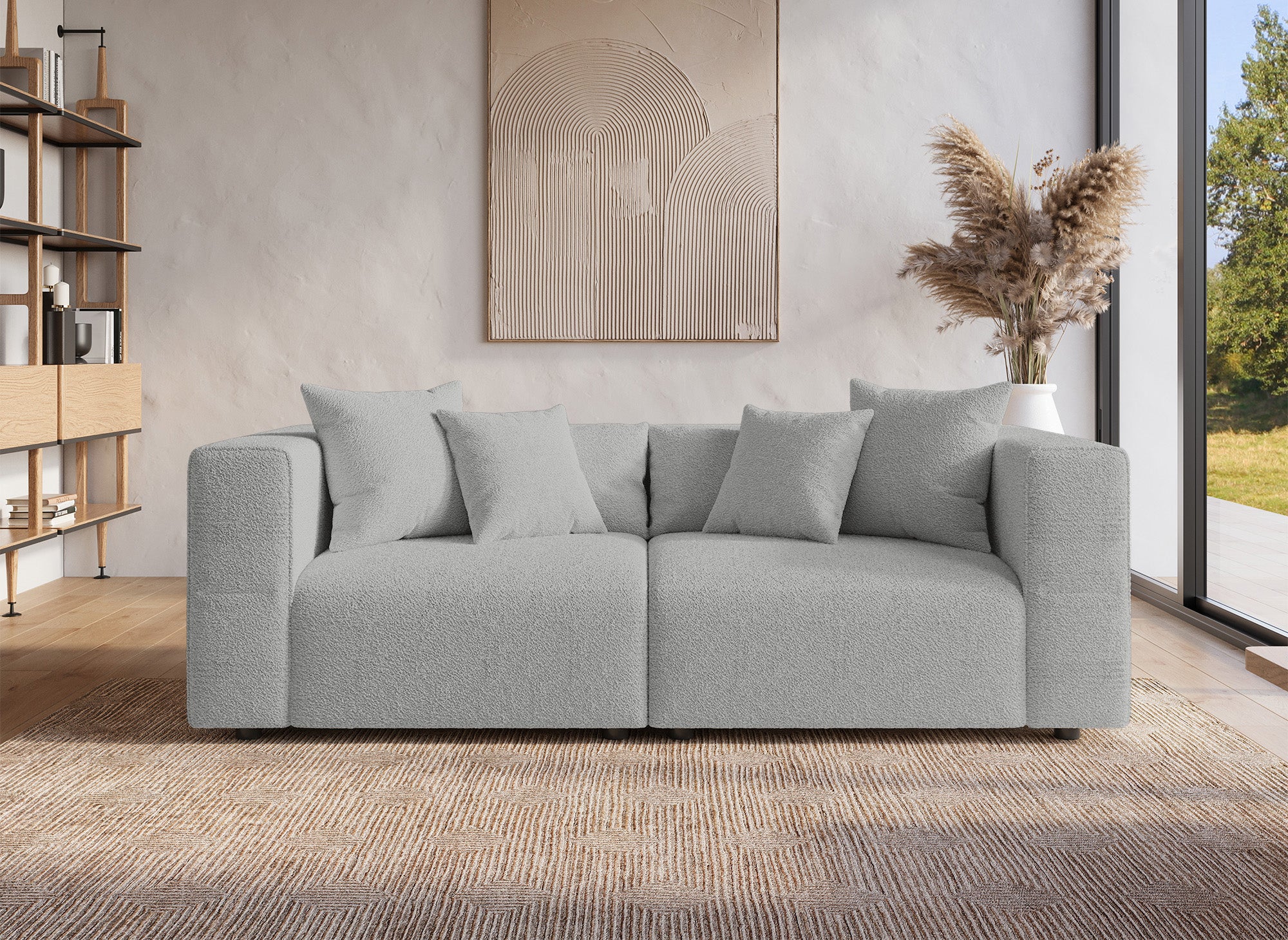 Canapé 3 places effet peau de mouton gris EVELYNE