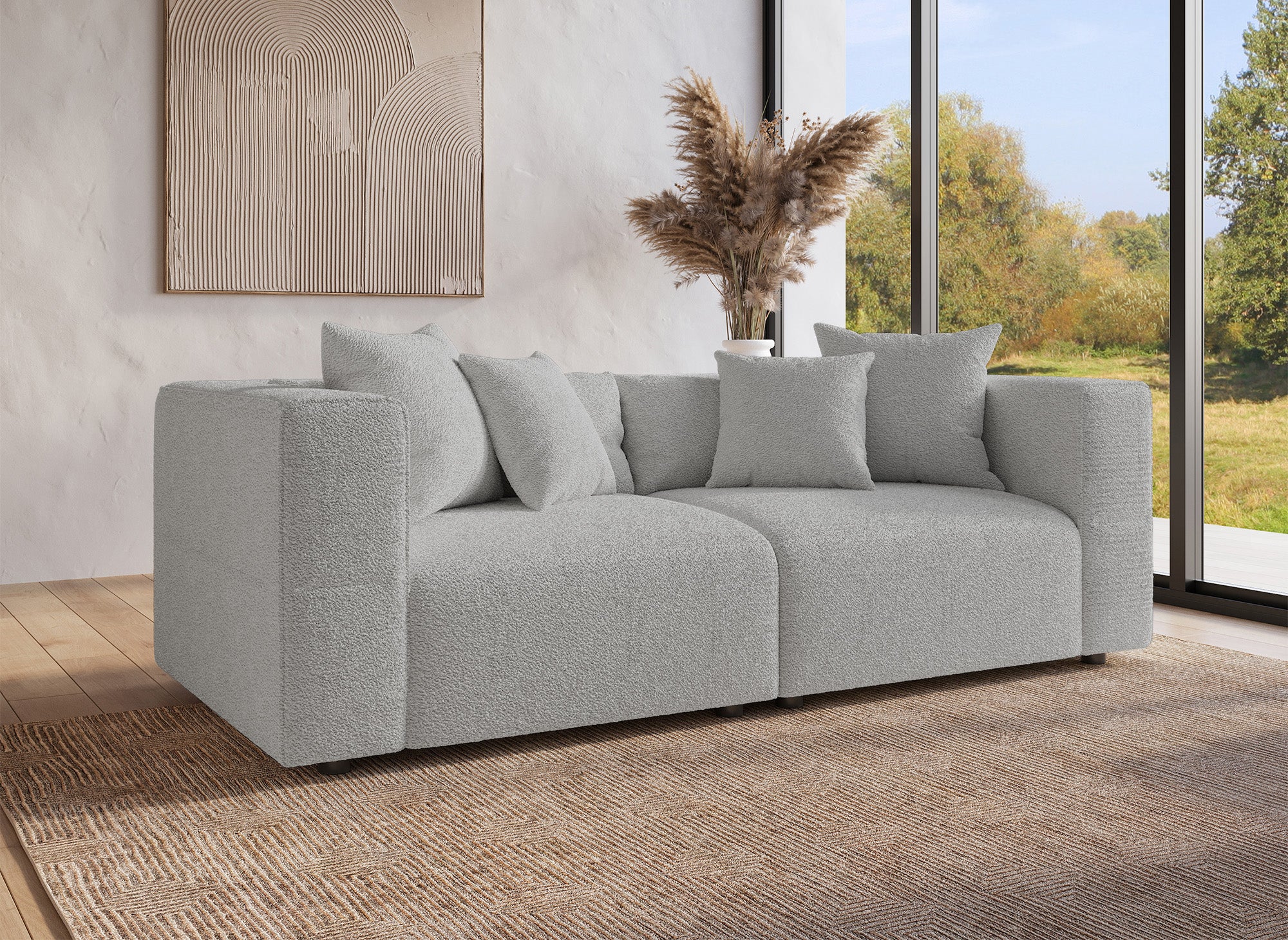 Canapé 3 places effet peau de mouton gris EVELYNE