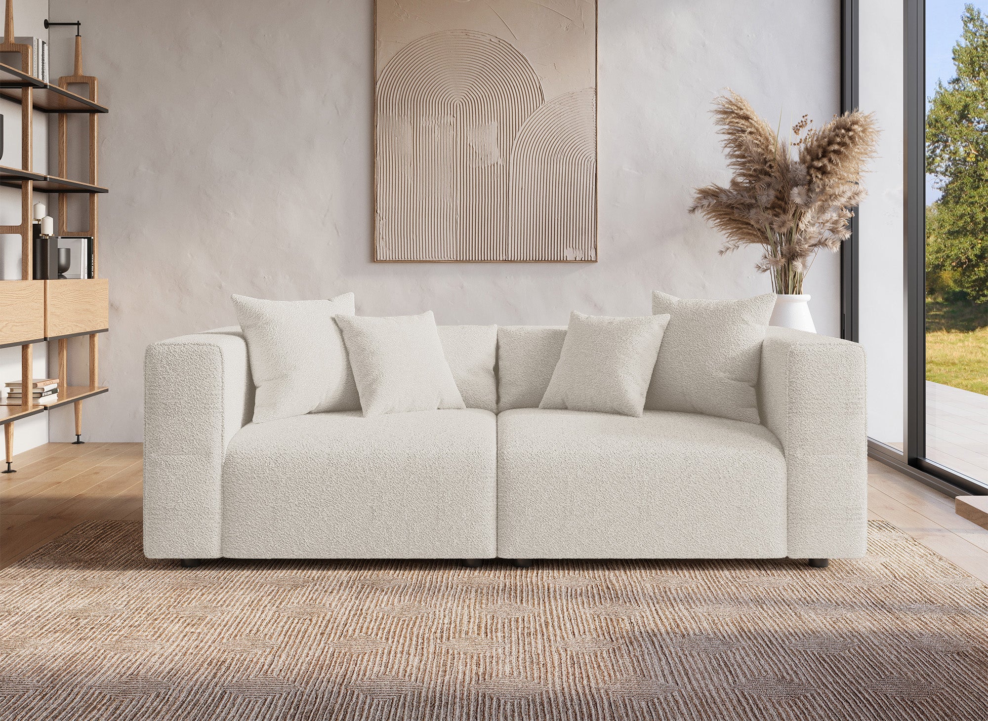 Canapé 3 places effet peau de mouton beige EVELYNE