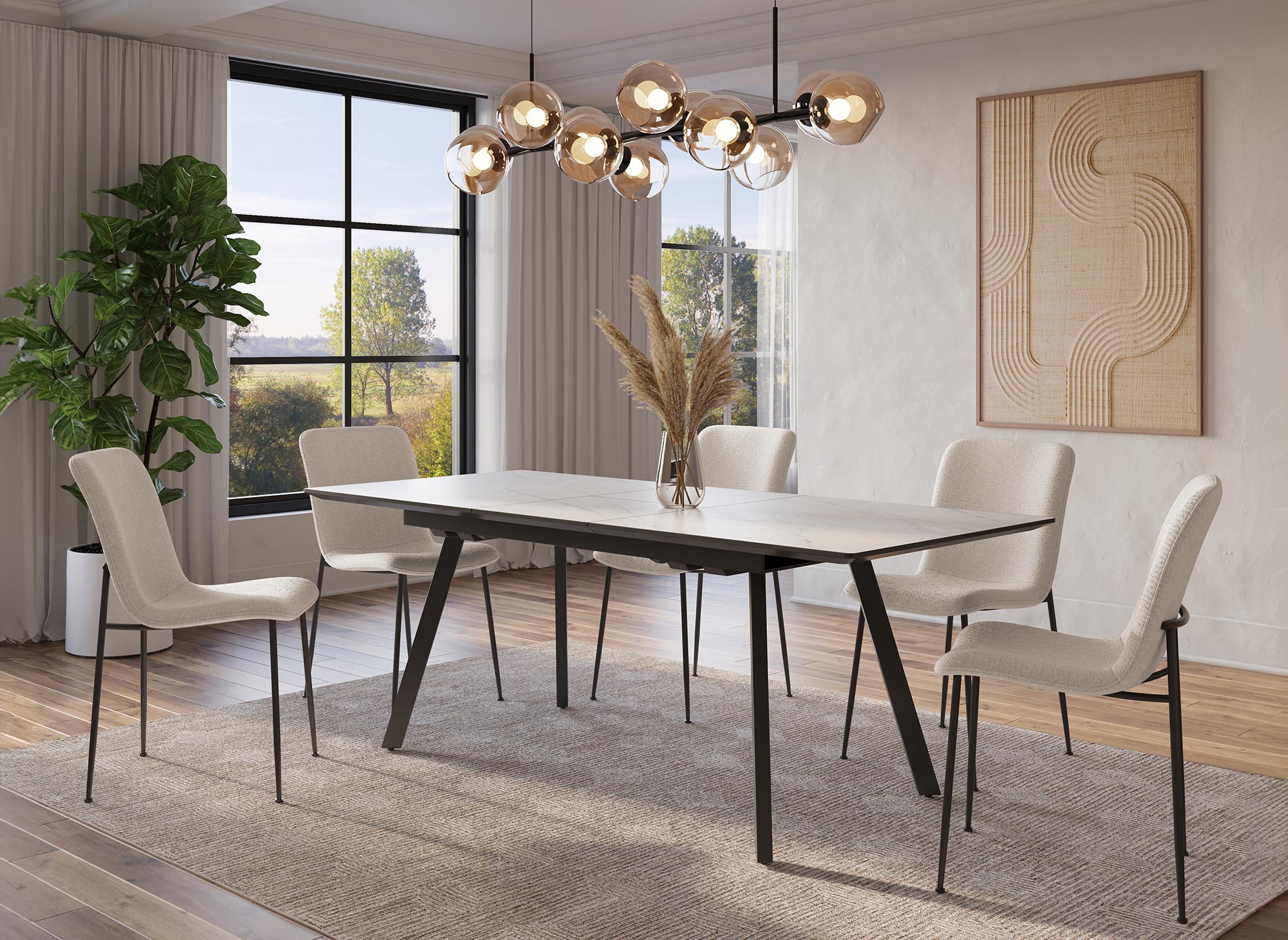 Lot de 4 chaises en tissu beige CHERYL