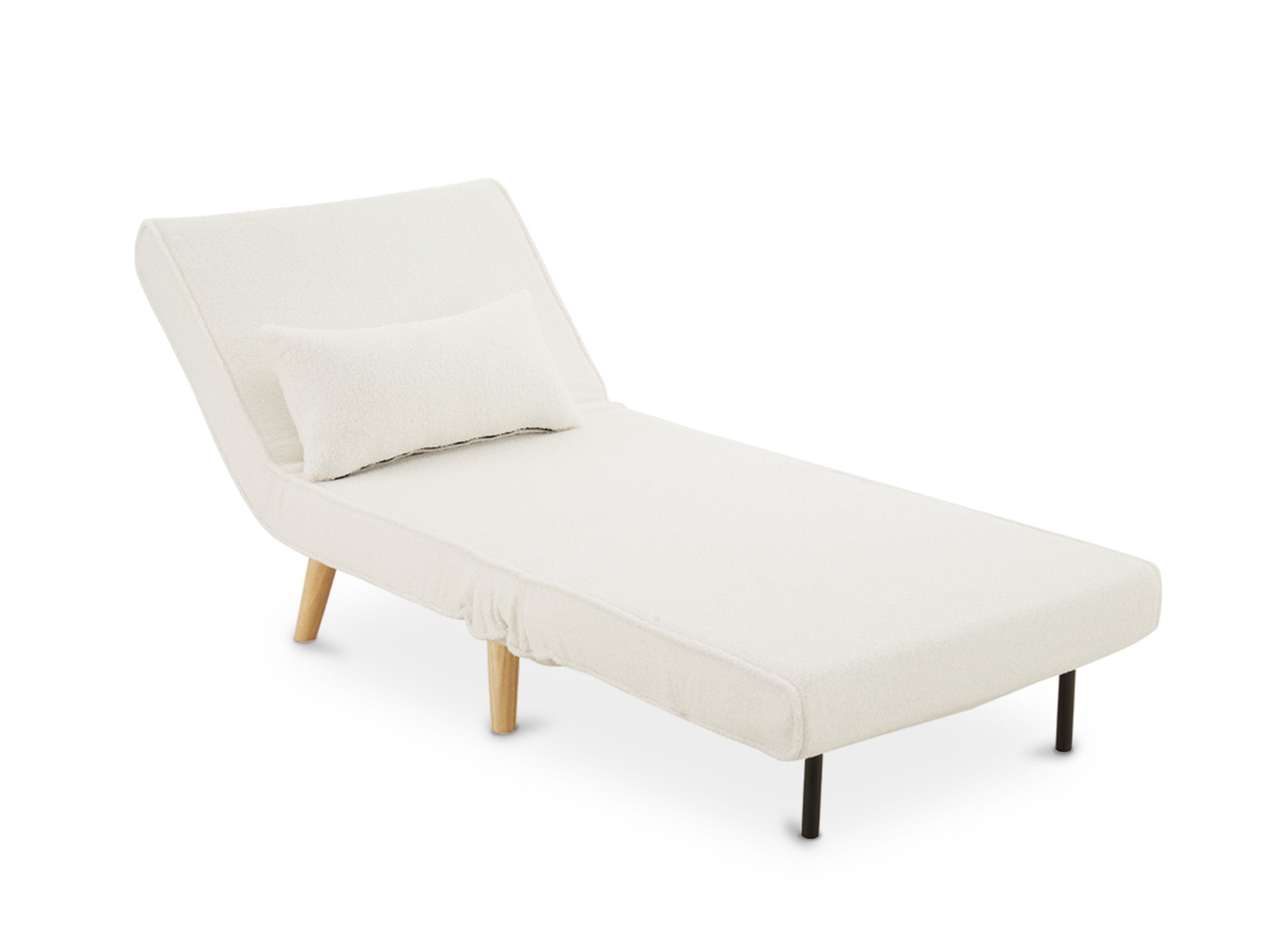 Fauteuil convertible en tissu effet peau de mouton blanc écru TONKA