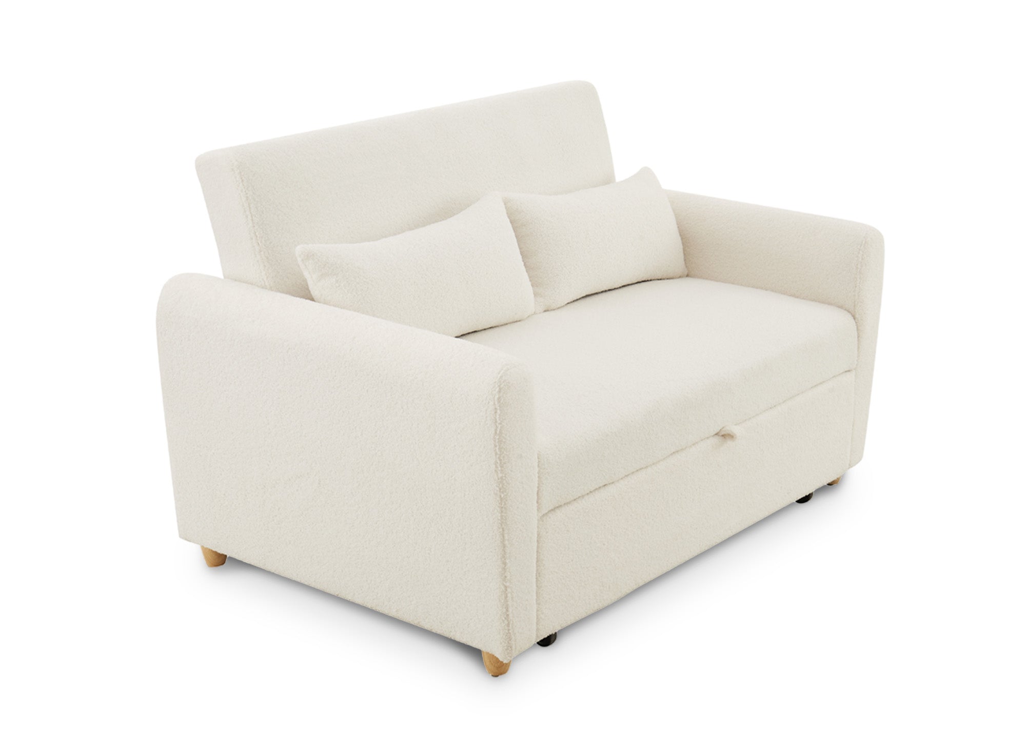 Canapé convertible scandinave en tissu bouclette blanc écru KALAYA