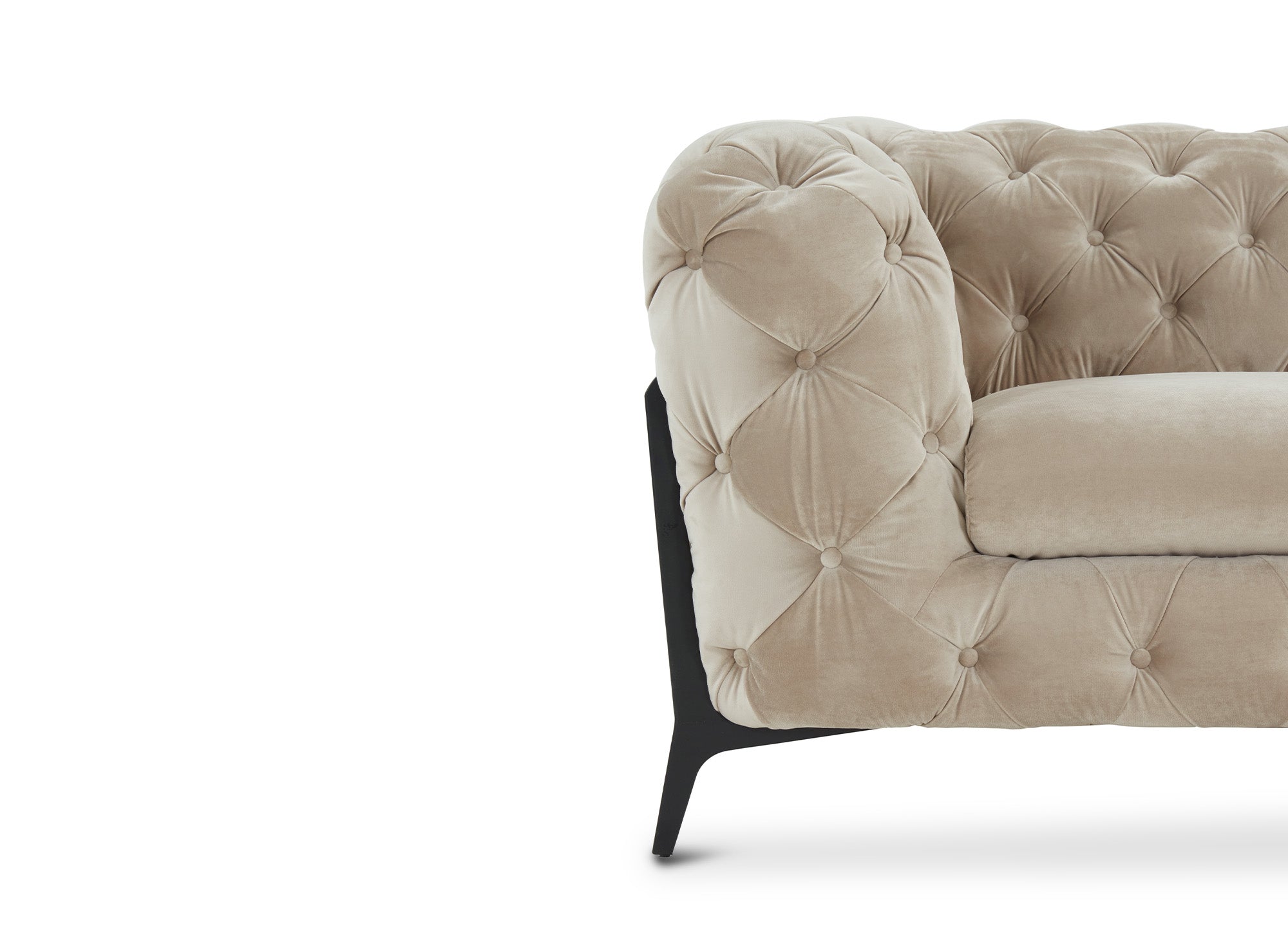 Canapé 2 places capitonné chesterfield velours beige CARMEN