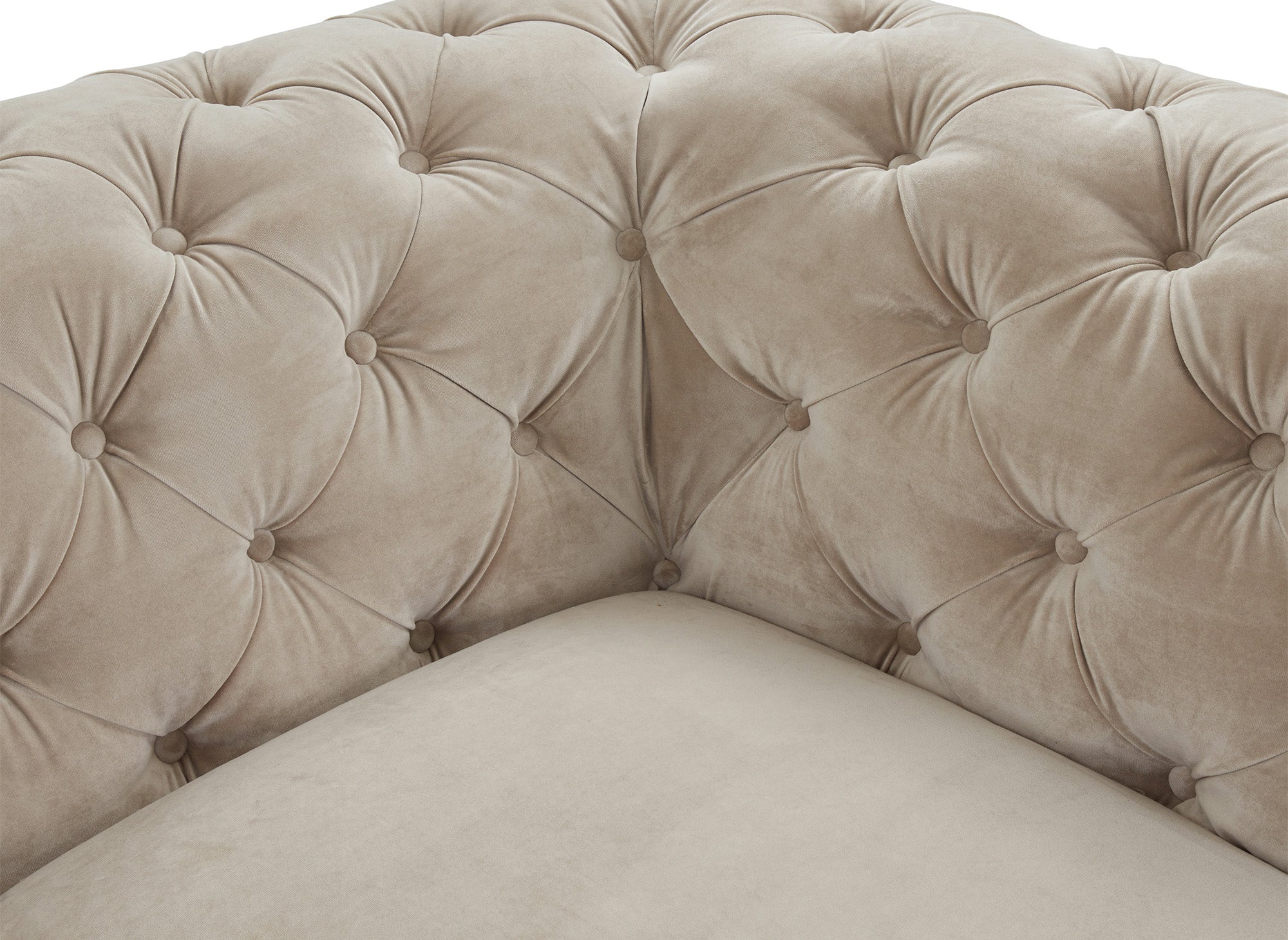 Canapé 3 places capitonné chesterfield velours beige CARMEN