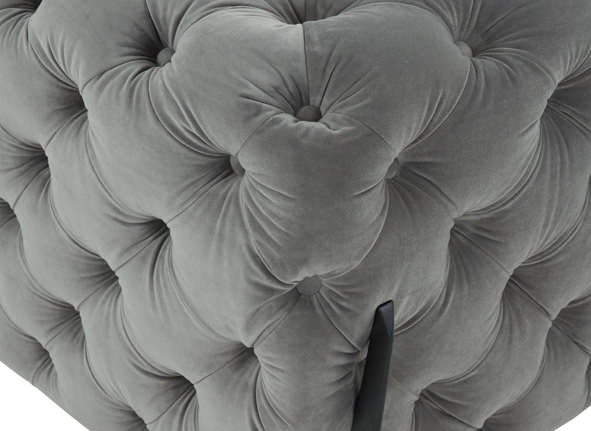 Canapé 3 places capitonné chesterfield velours gris CARMEN