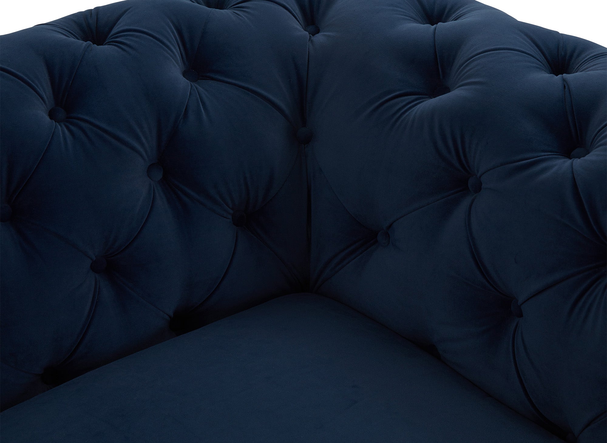 Canapé 3 places capitonné chesterfield velours bleu CARMEN