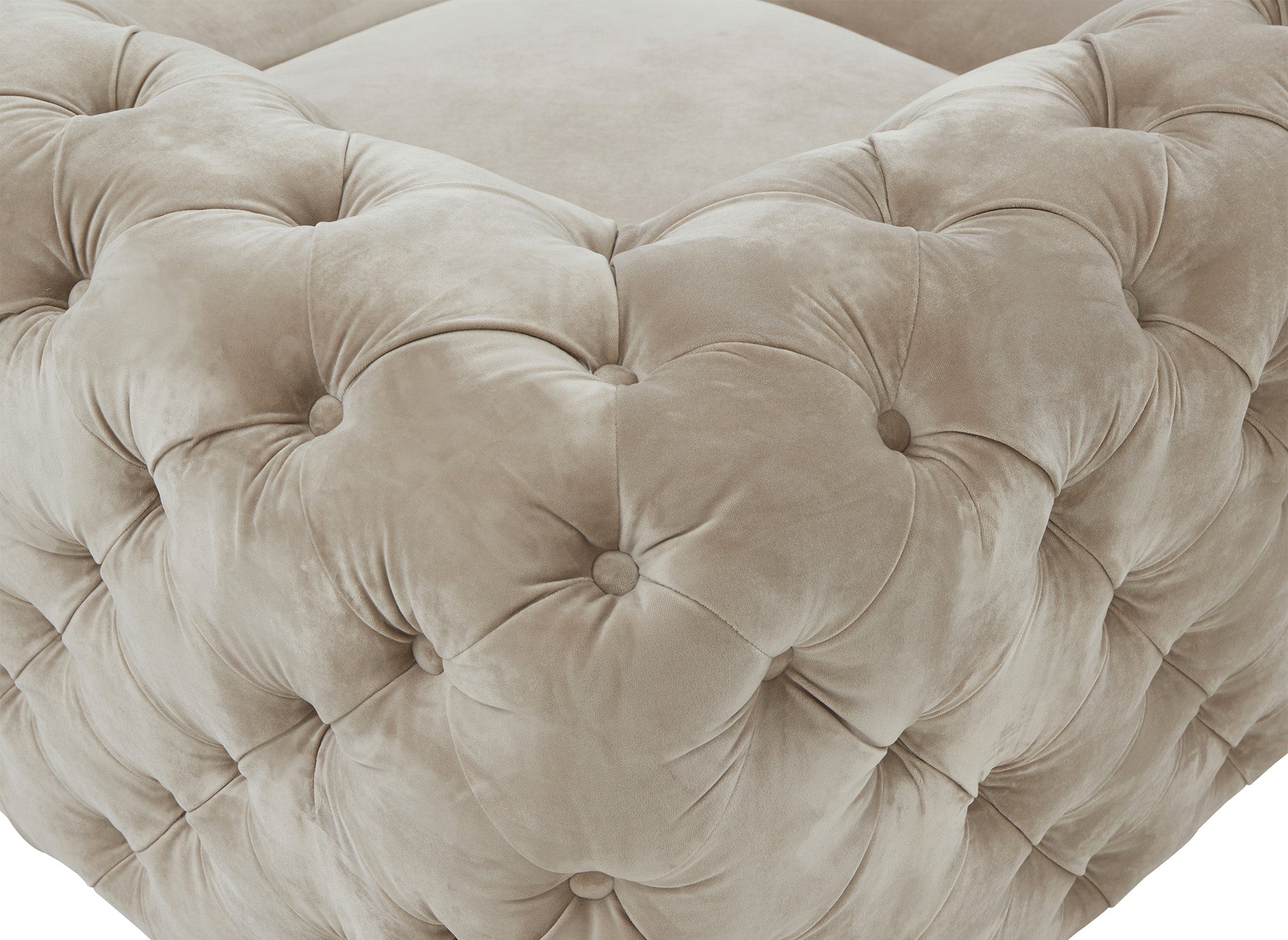 Divano angolare imbottito chesterfield in velluto beige CARMEN