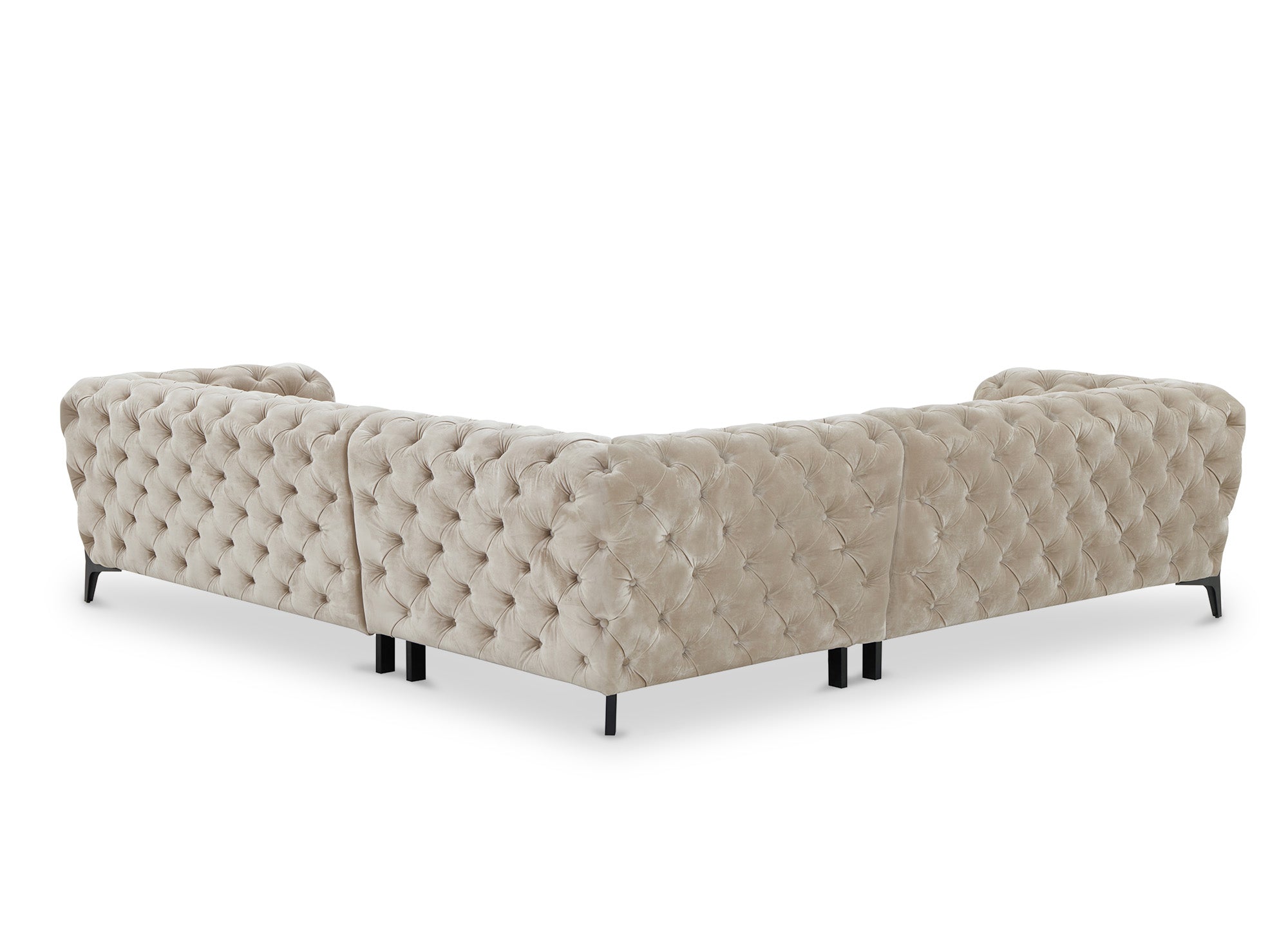 Divano angolare imbottito chesterfield in velluto beige CARMEN