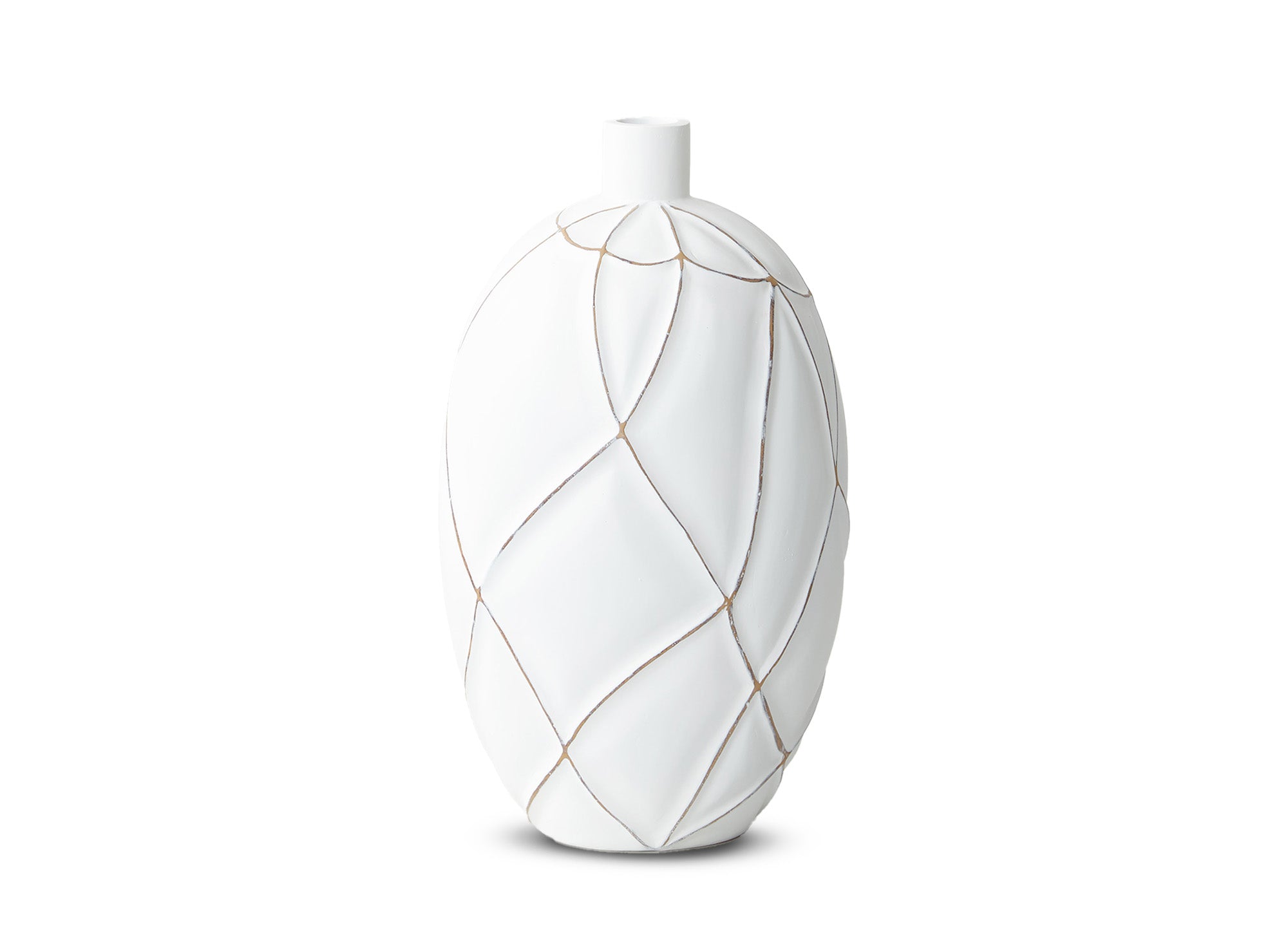 Vase boule en polyrésine blanc H38 cm LUNA
