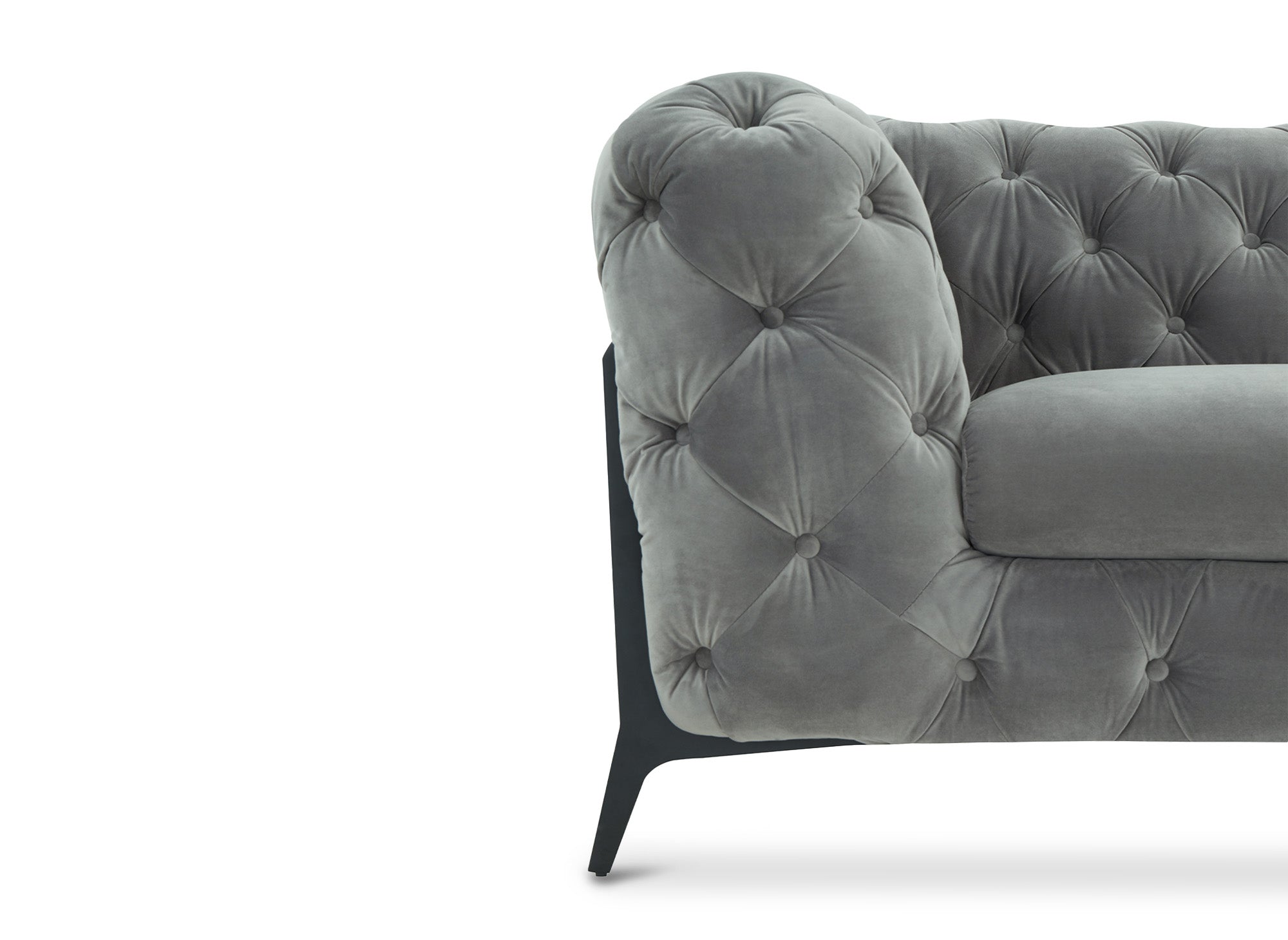 Canapé d'angle capitonné chesterfield velours gris CARMEN