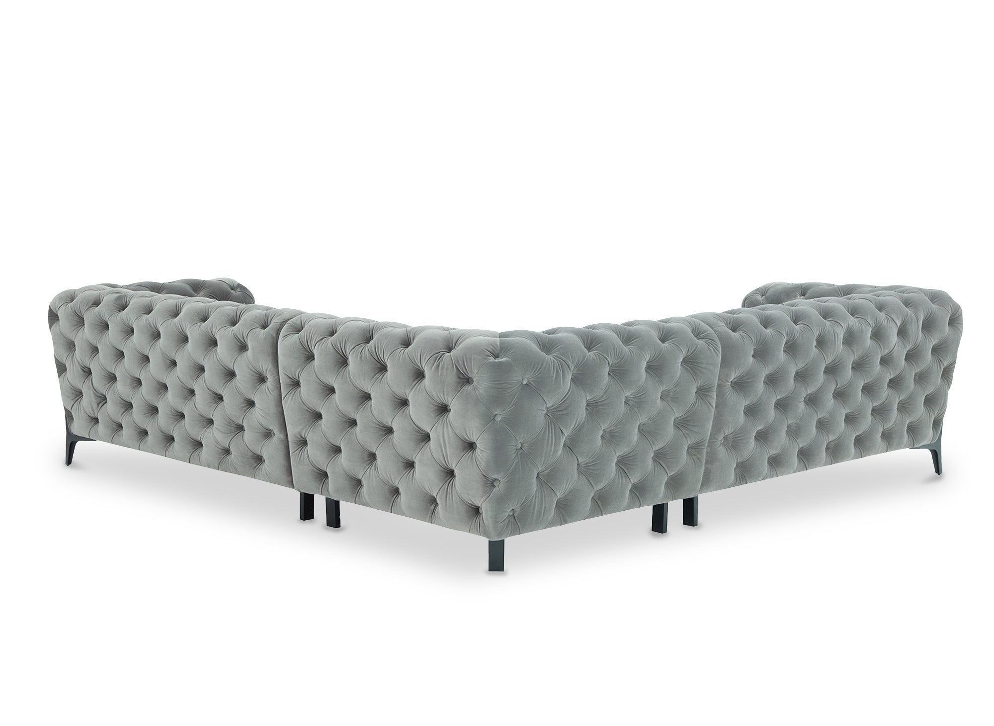 Canapé d'angle capitonné chesterfield velours gris CARMEN