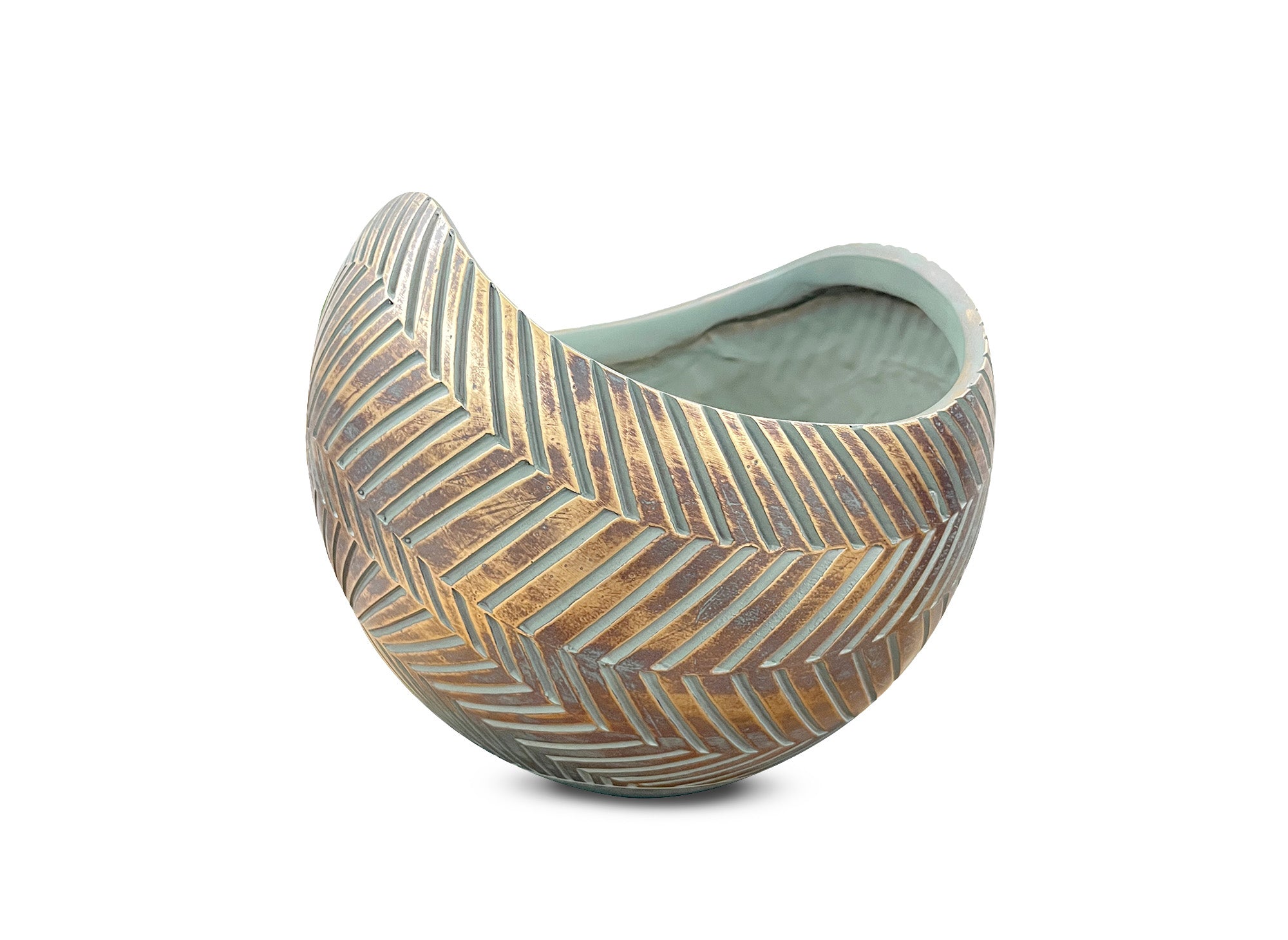 Coupelle ronde en polyrésine vert et doré 30 cm AMIRA