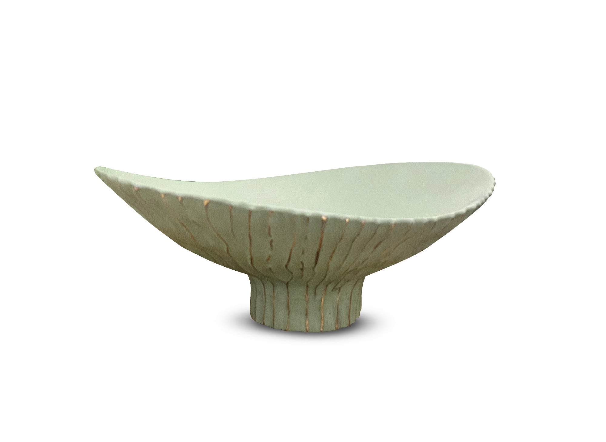 Coupelle ovale en polyrésine vert et doré 46 cm GABY