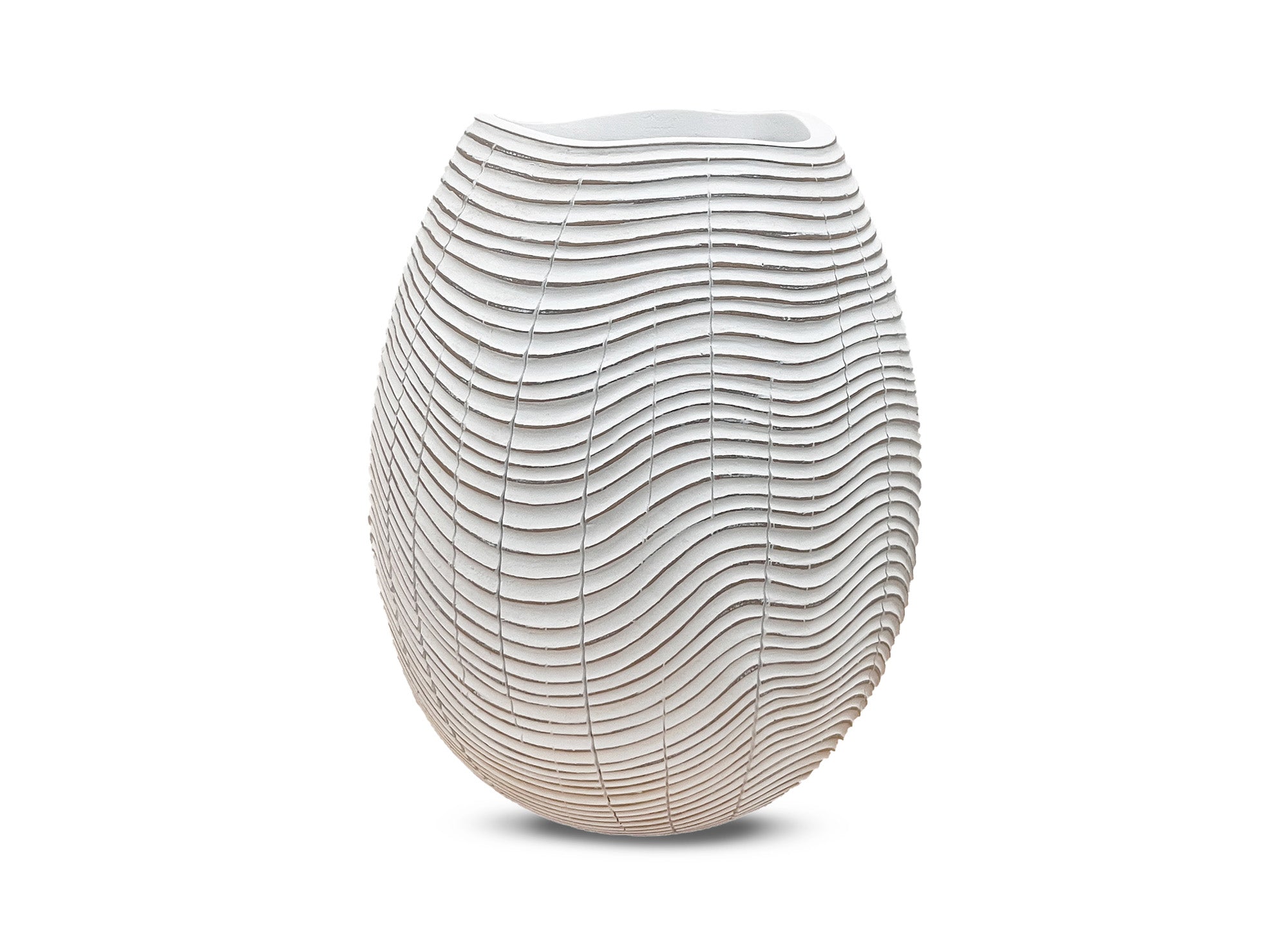 Vase boule en résine blanc H23 cm VAGUE