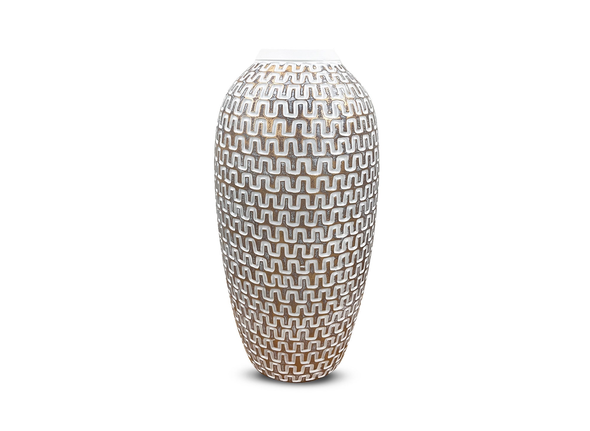 Vase en polyrésine blanc et argent H43 cm ALAIA