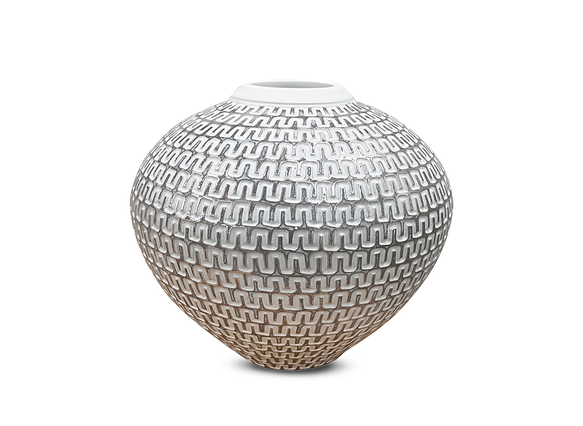 Vase boule en polyrésine blanc et argent H22 cm ALAIA