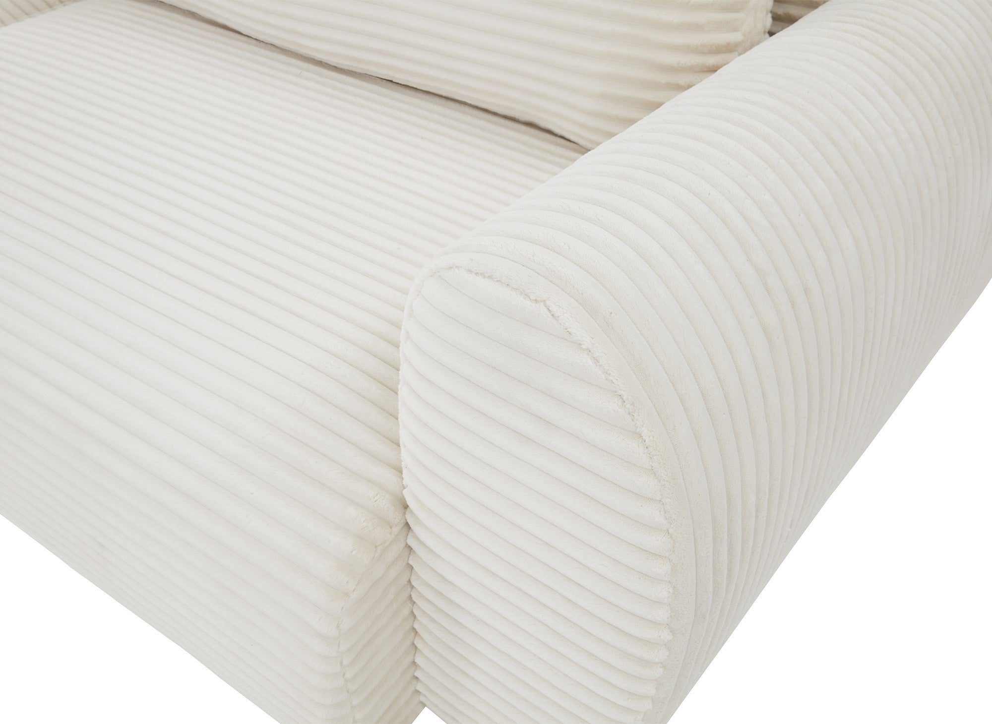 Canapé d'angle convertible avec coffre en velours gros côtelé doux beige TILDA - Angle gauche