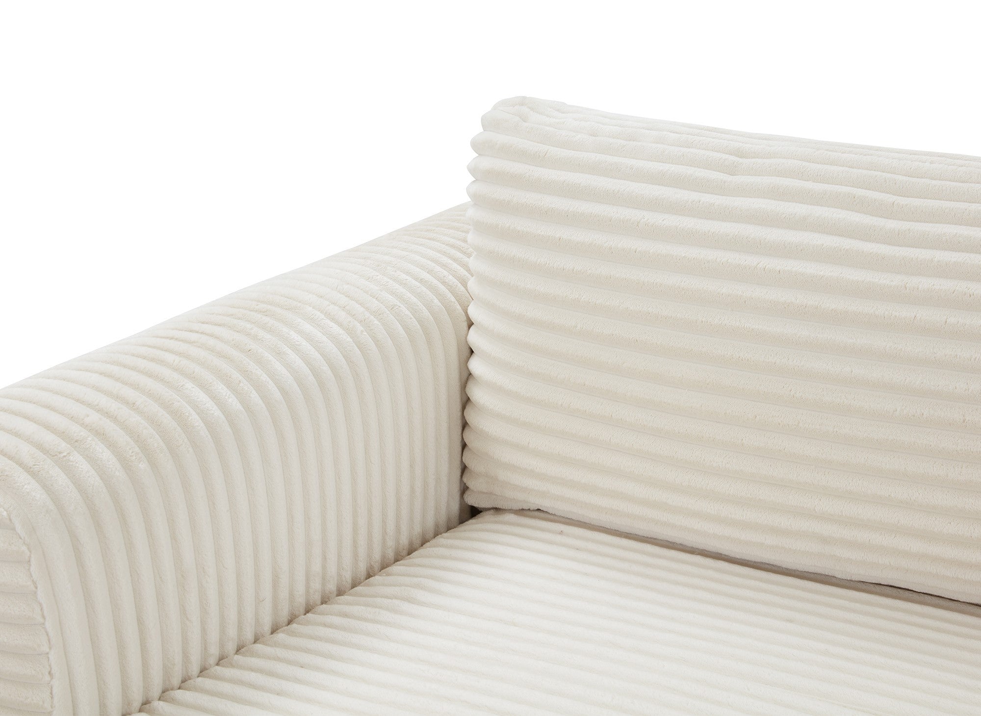 Canapé d'angle convertible avec coffre en velours gros côtelé doux beige TILDA - Angle gauche