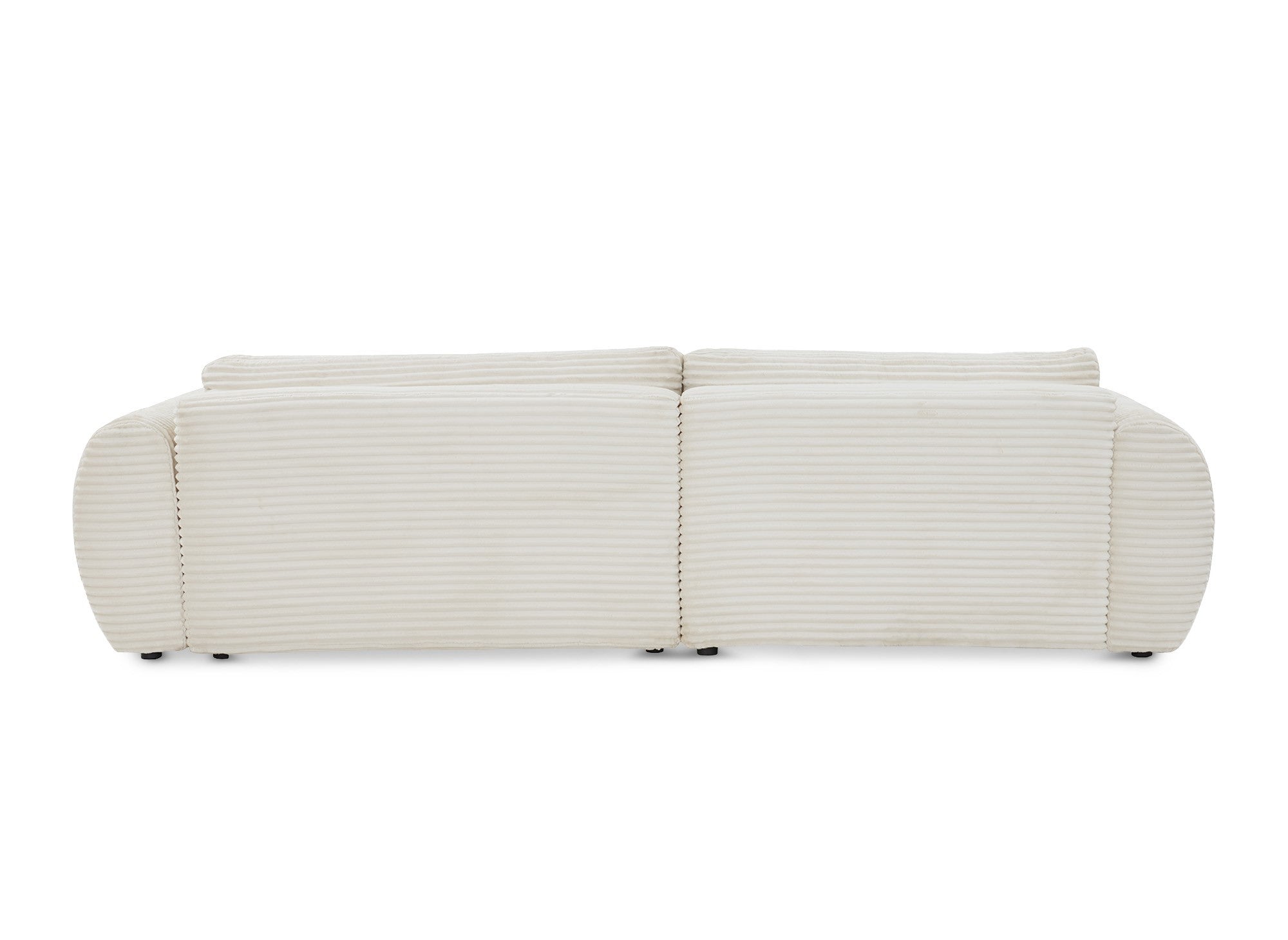 Canapé d'angle convertible avec coffre en velours gros côtelé doux beige TILDA - Angle gauche