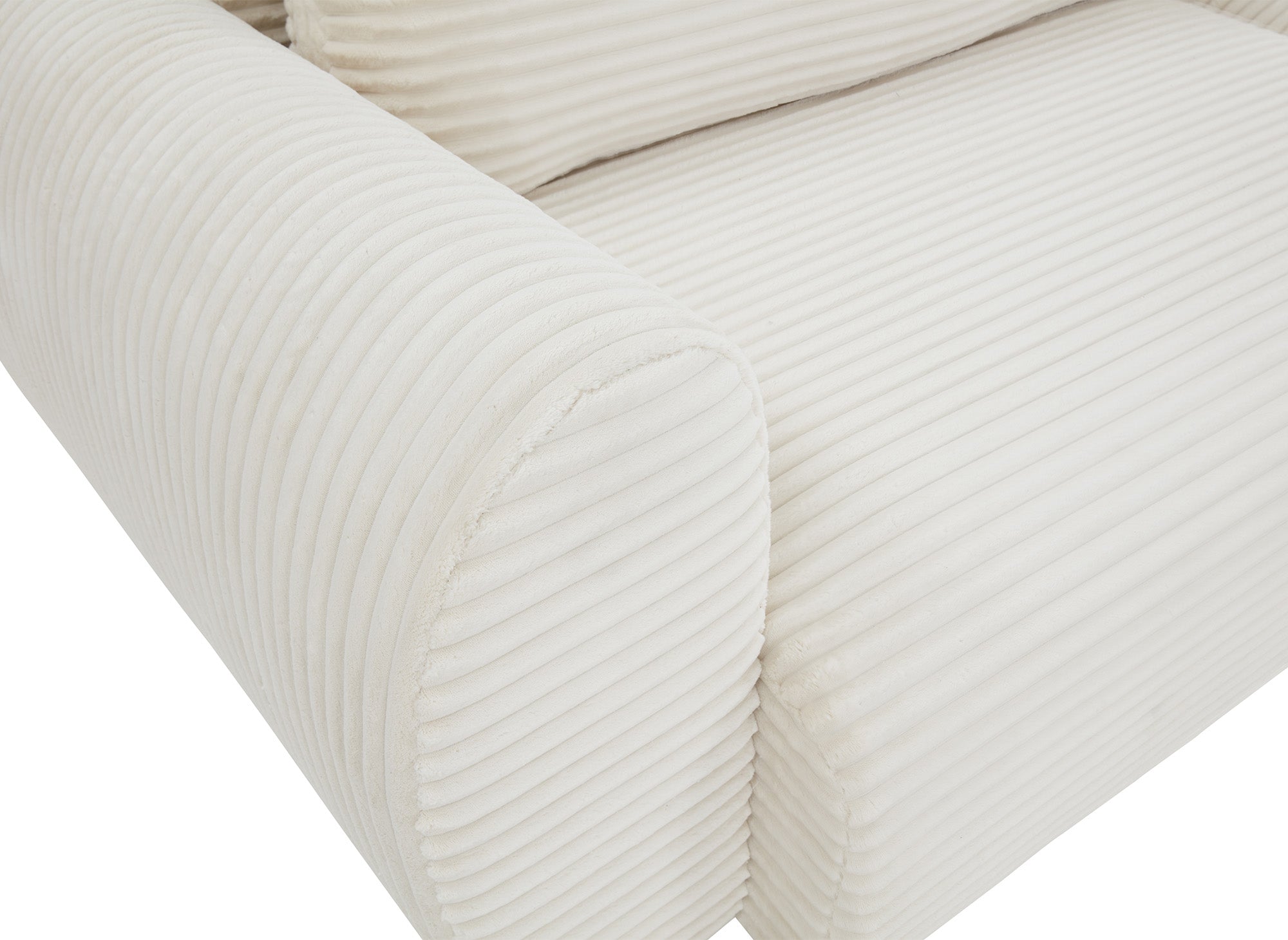 Divano ad angolo trasformabile con cassapanca in morbido velluto a coste grosso beige TILDA - Angolo retto