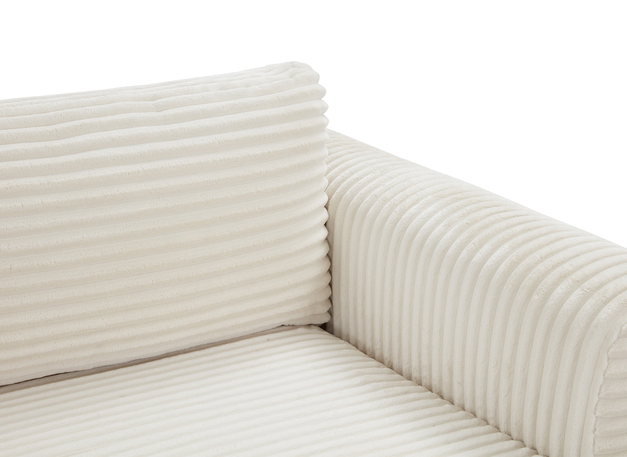 Divano ad angolo trasformabile con cassapanca in morbido velluto a coste grosso beige TILDA - Angolo retto