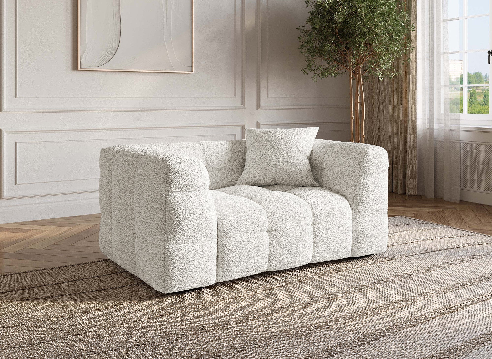 Fauteuil effet peau de mouton blanc écru BELLA