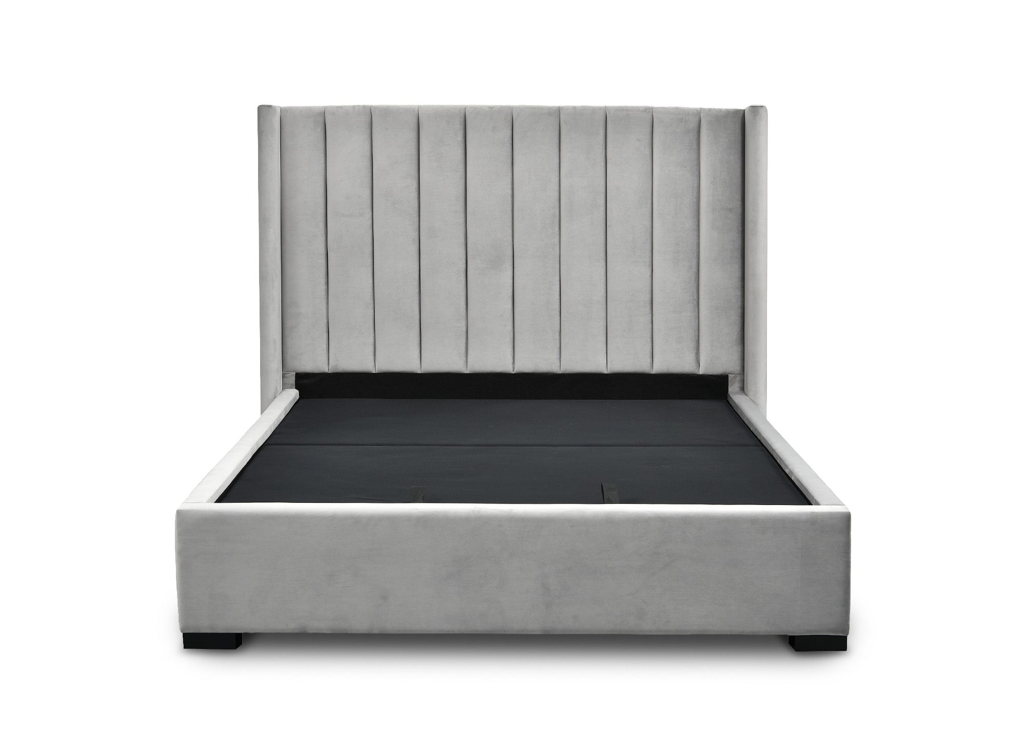 Lit coffre en velours gris 160x200 cm ALENA