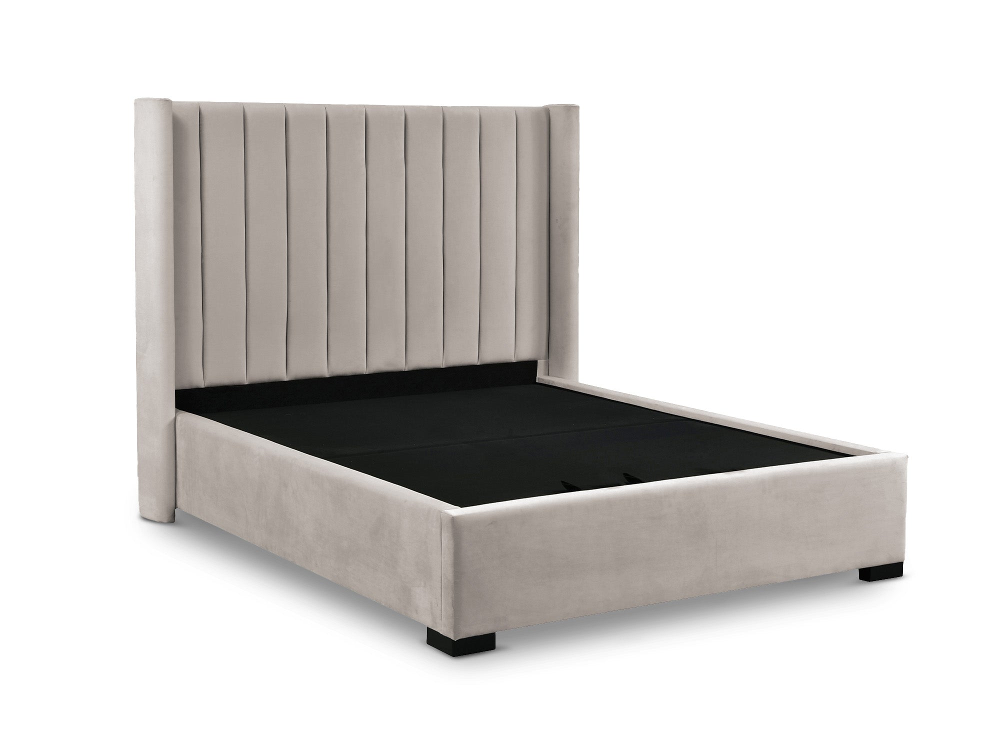 Lit coffre en velours taupe 160x200 cm ALENA