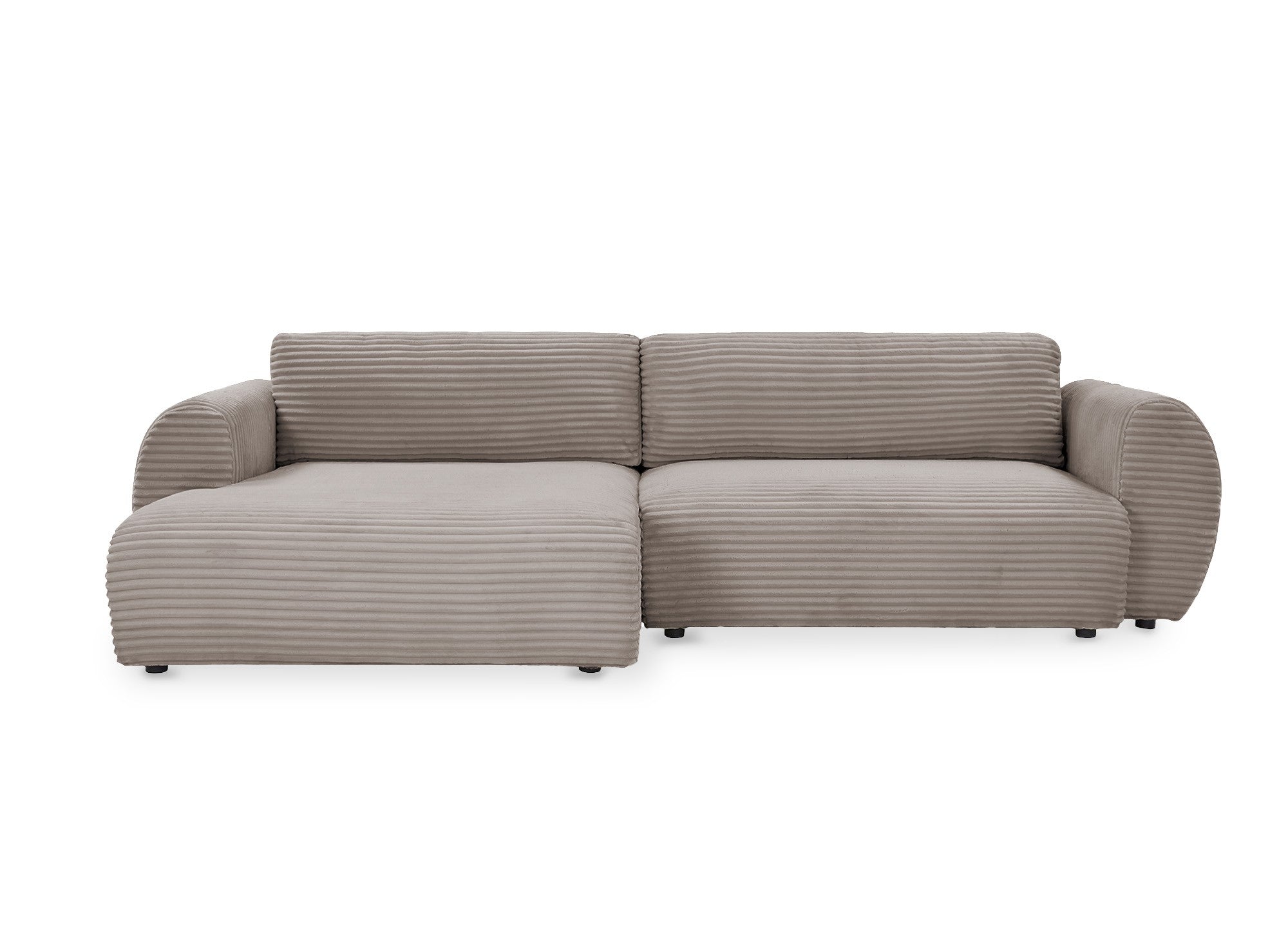 Canapé d'angle convertible avec coffre en velours gros côtelé doux taupe TILDA - Angle gauche