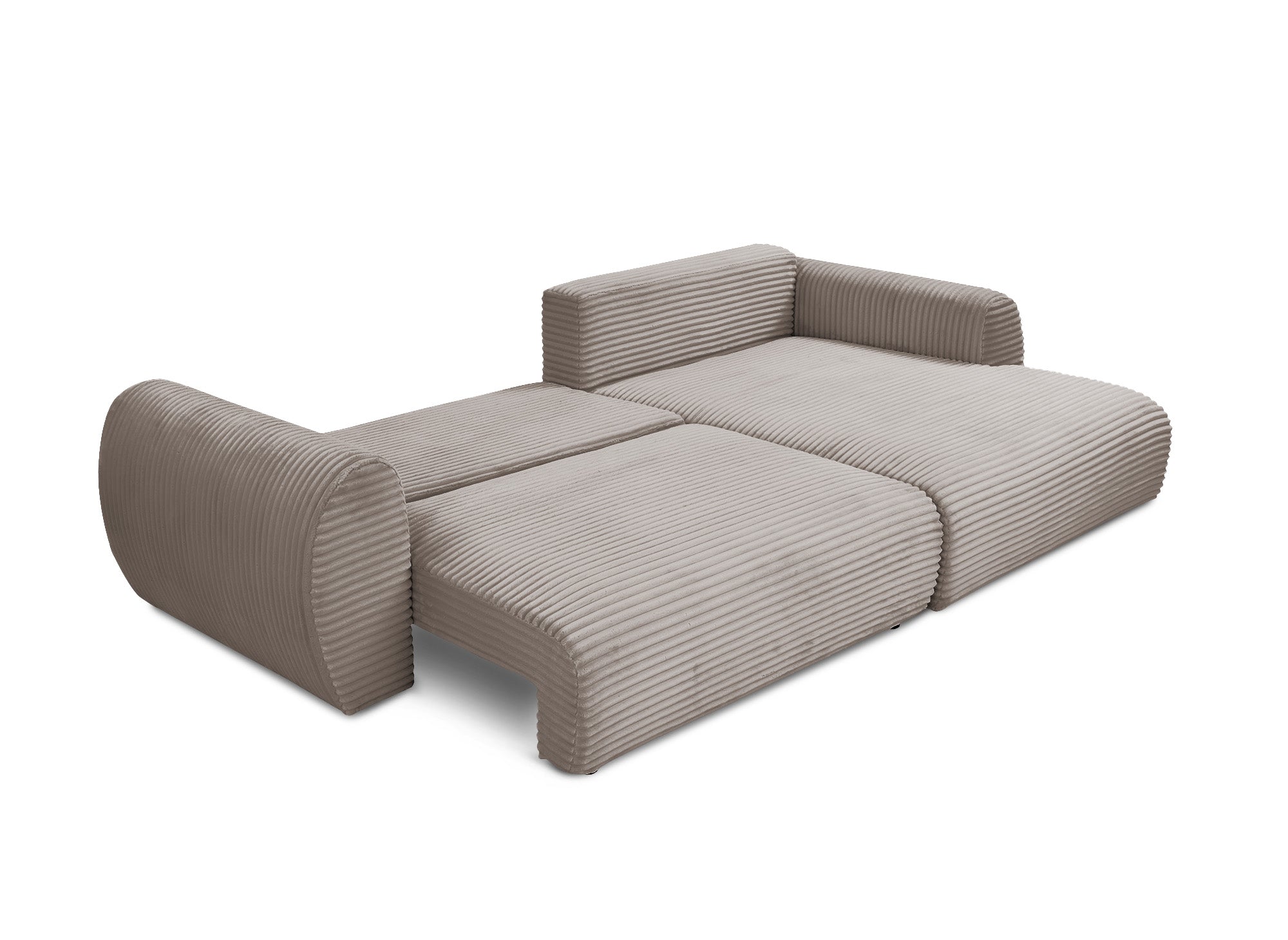 Canapé d'angle convertible avec coffre en velours gros côtelé doux taupe TILDA - Angle droit