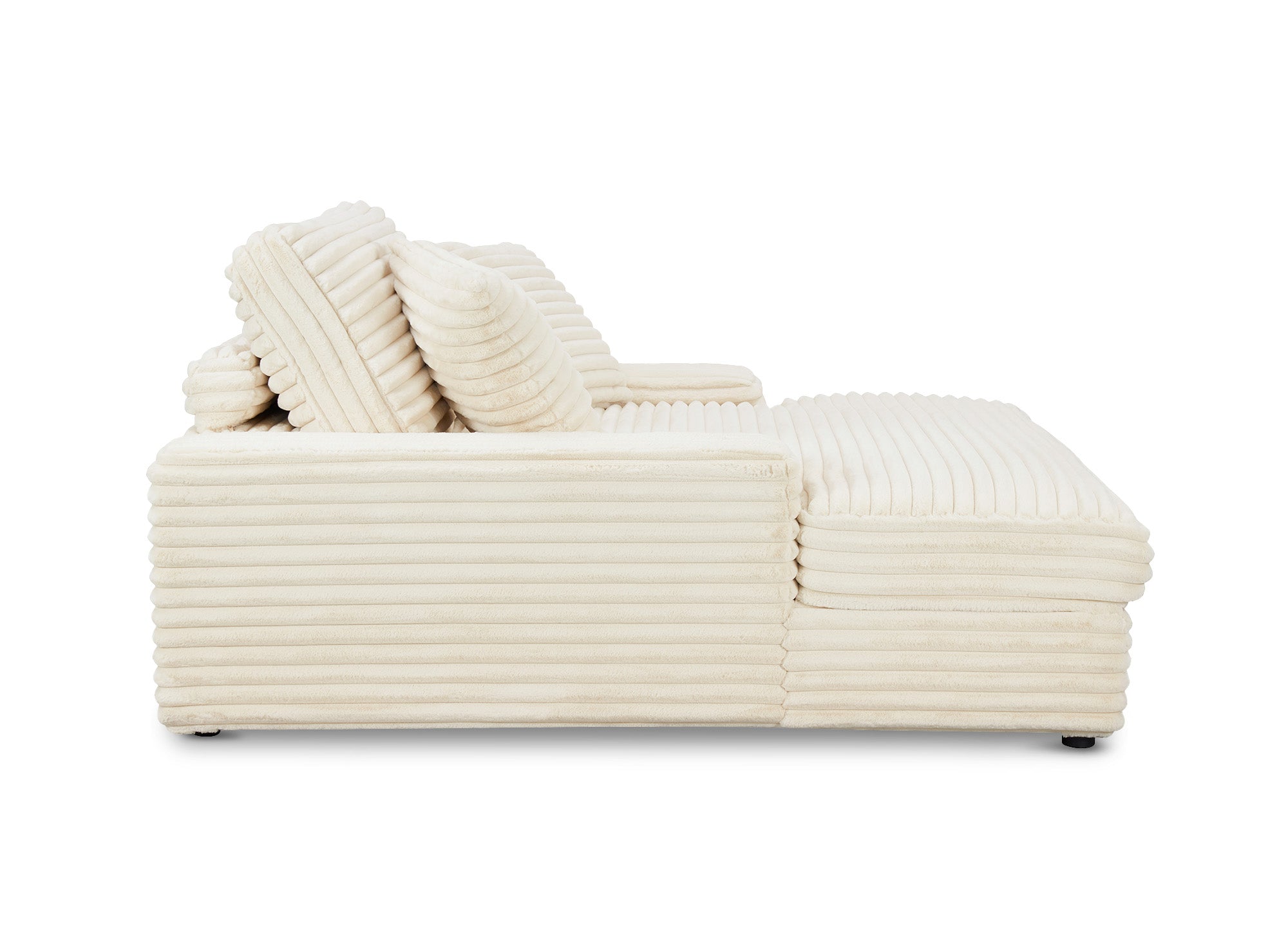 Canapé méridienne 1 place en gros côtelé doux beige DAHO