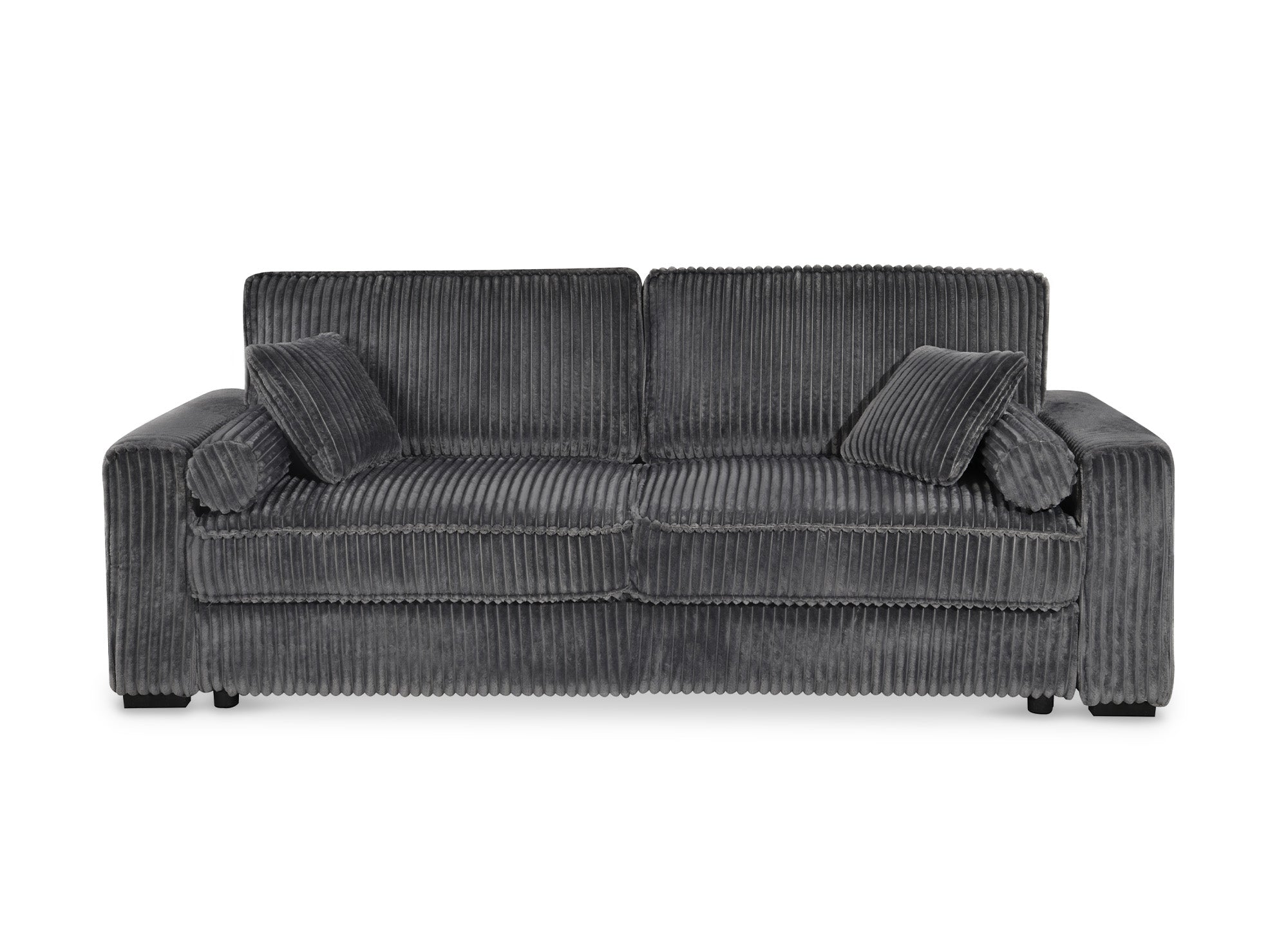 Canapé convertible 3 places en velours côtelé épais gris ALINE