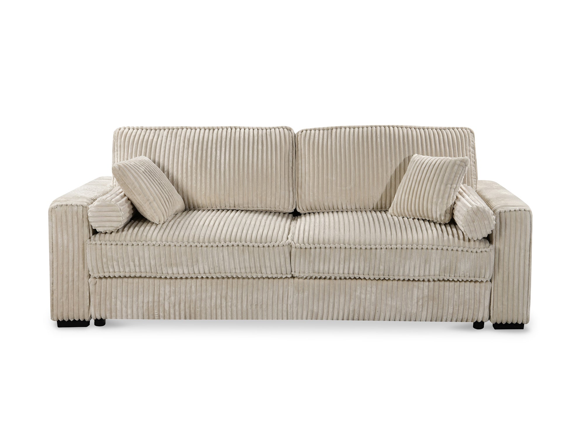 Canapé convertible 3 places en velours côtelé épais beige ALINE
