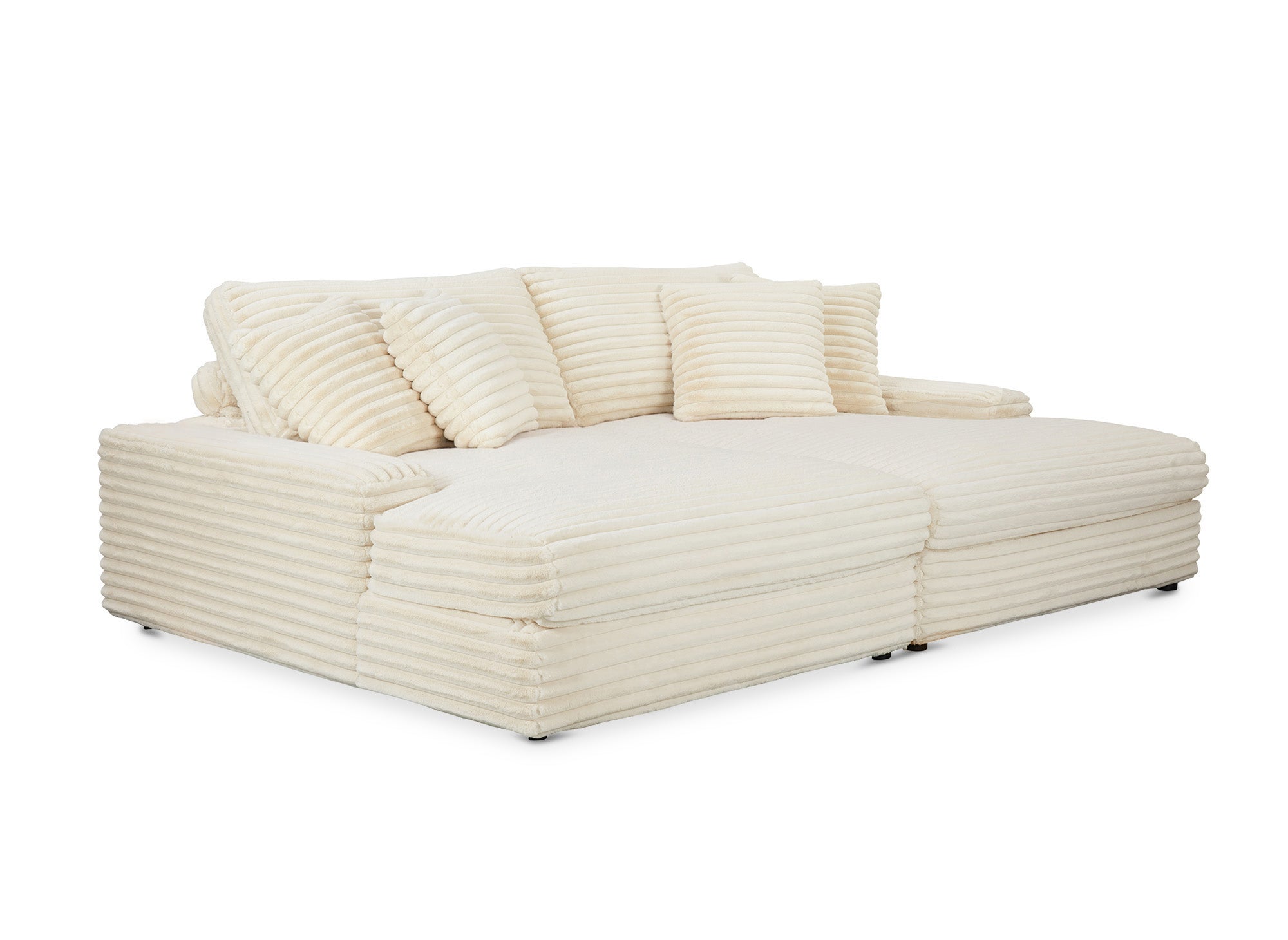 Canapé droit 2 places en gros côtelé doux beige DAHO