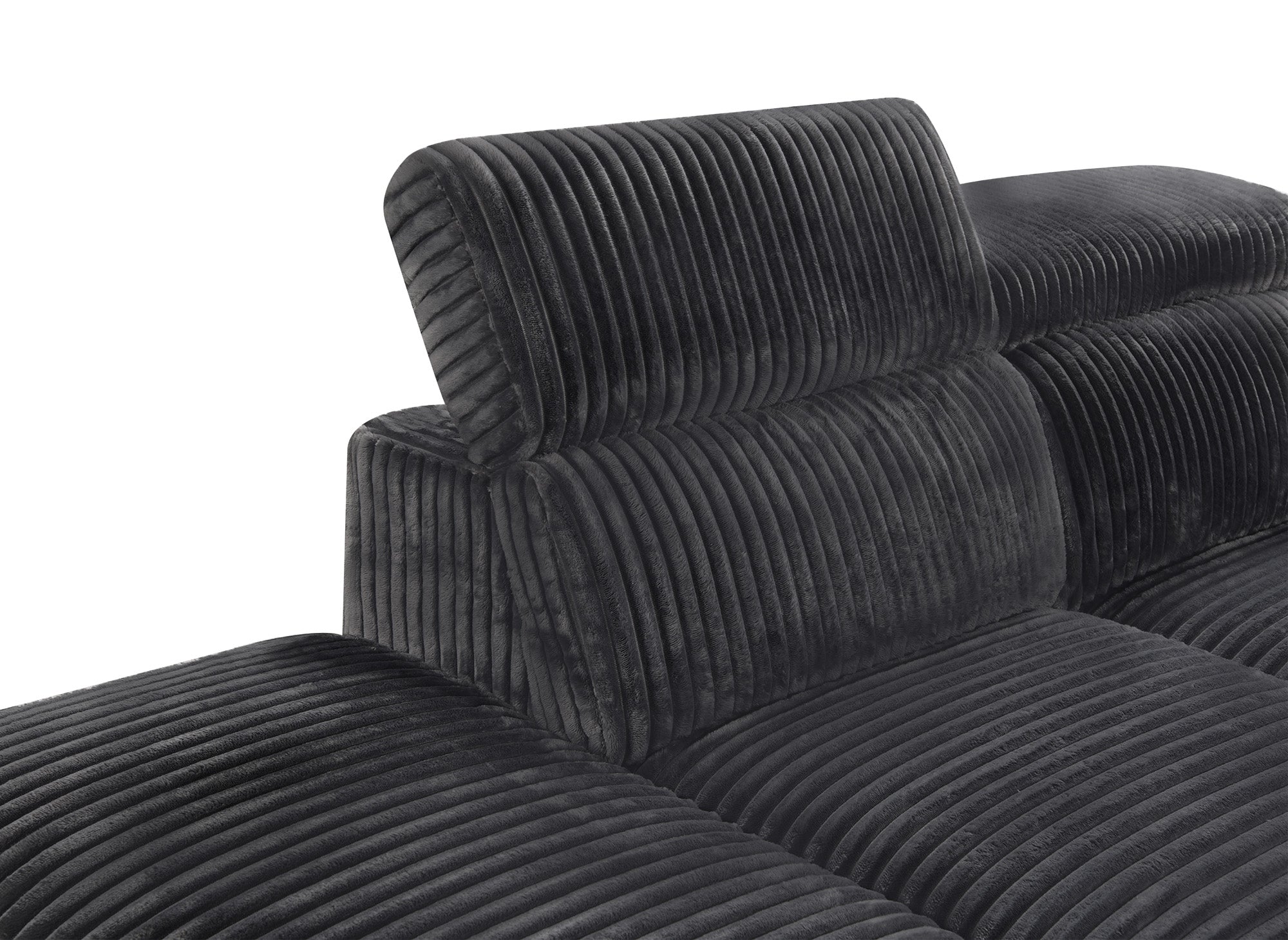 Canapé d'angle convertible avec coffre en velours côtelé épais gris DALTON - Angle droit