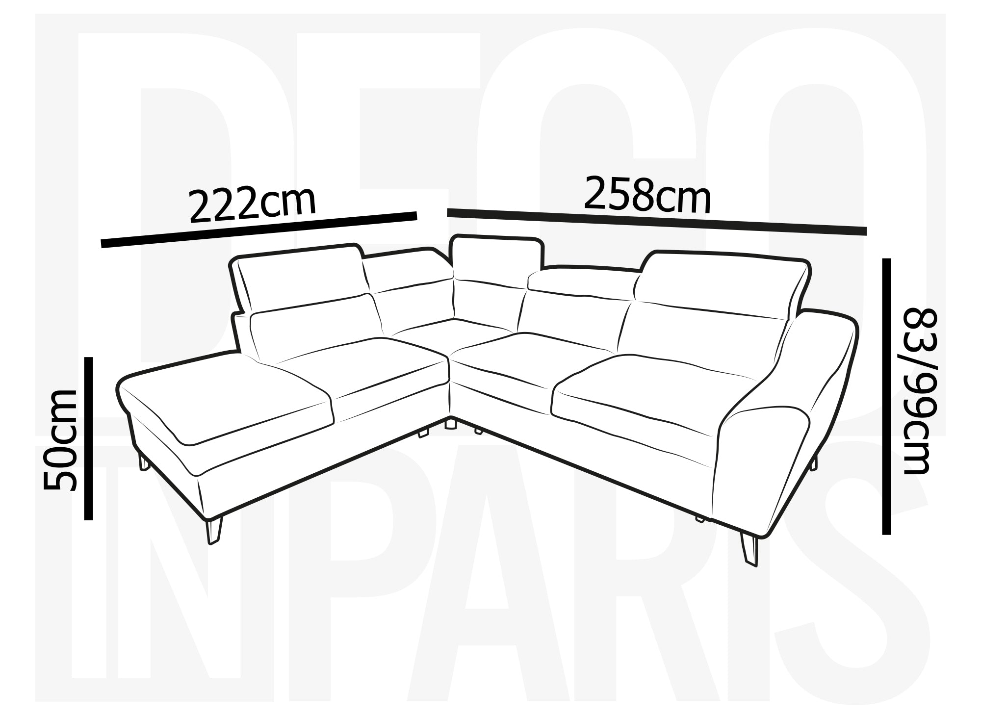 Canapé d'angle convertible avec coffre en velours côtelé épais beige DALTON - Angle gauche