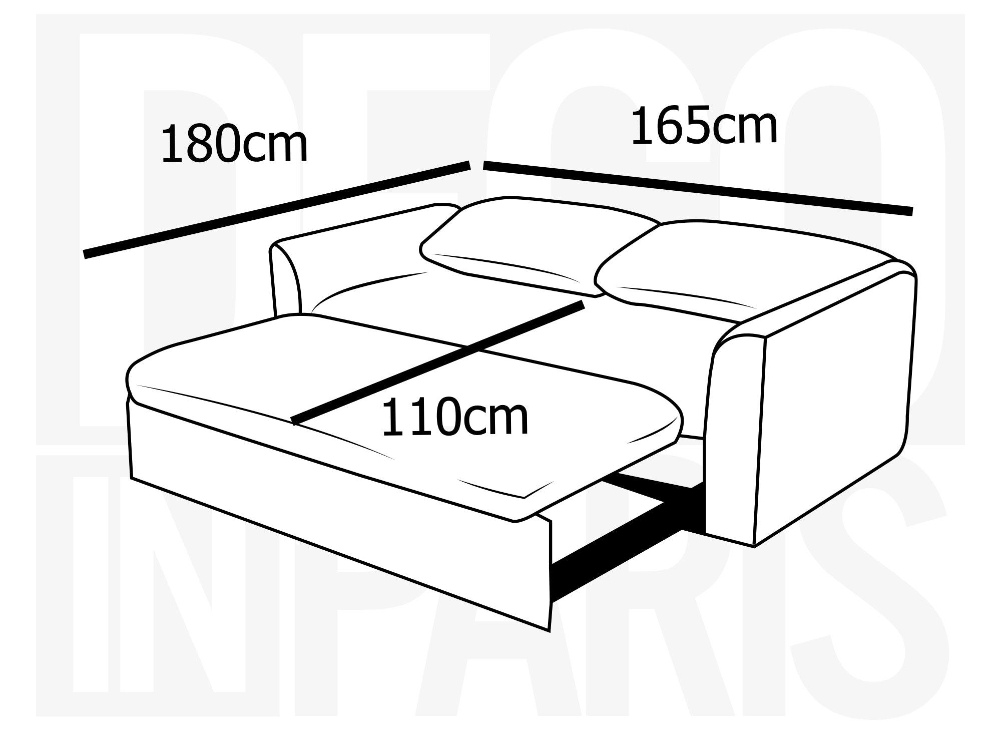 Canapé convertible 3 places en velours côtelé épais gris MAYLIE