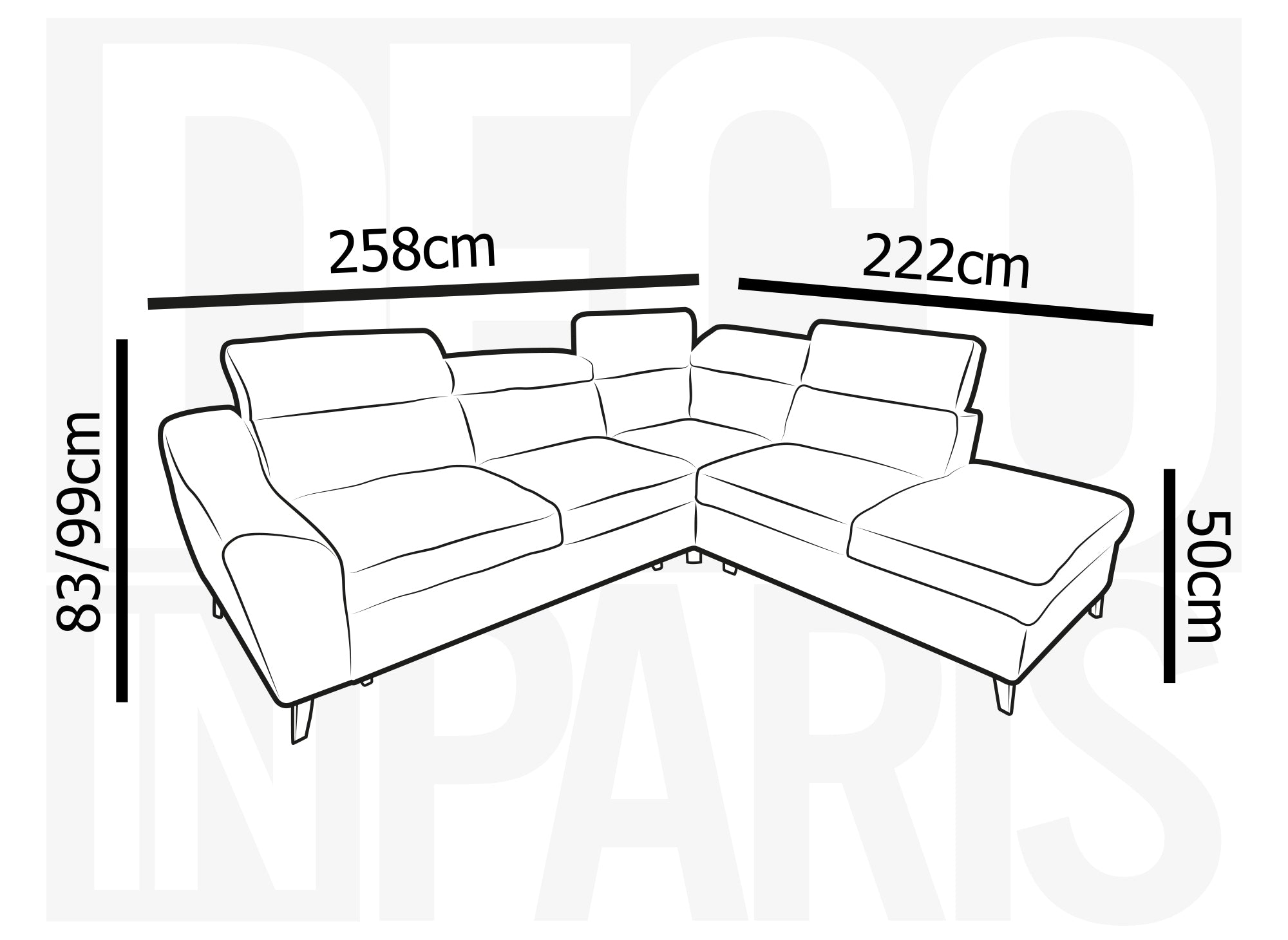 Canapé d'angle convertible avec coffre en velours côtelé épais beige DALTON - Angle droit