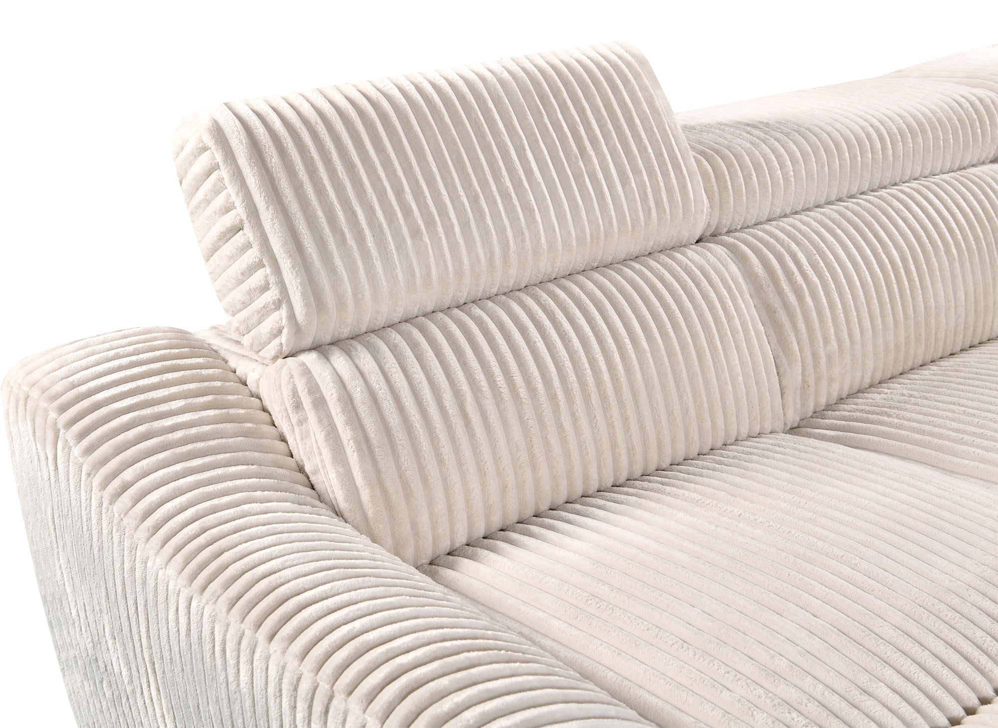 Canapé d'angle convertible avec coffre en velours côtelé épais beige DALTON - Angle droit