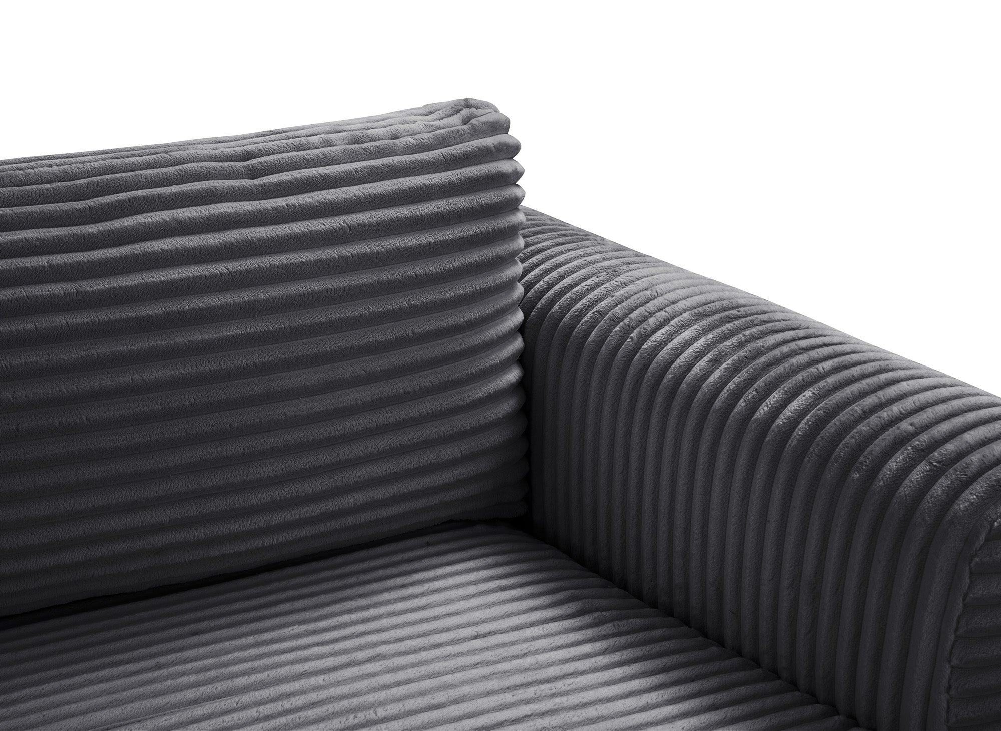 Divano angolare trasformabile con cassapanca in morbido velluto a coste grigio TILDA - Angolo retto