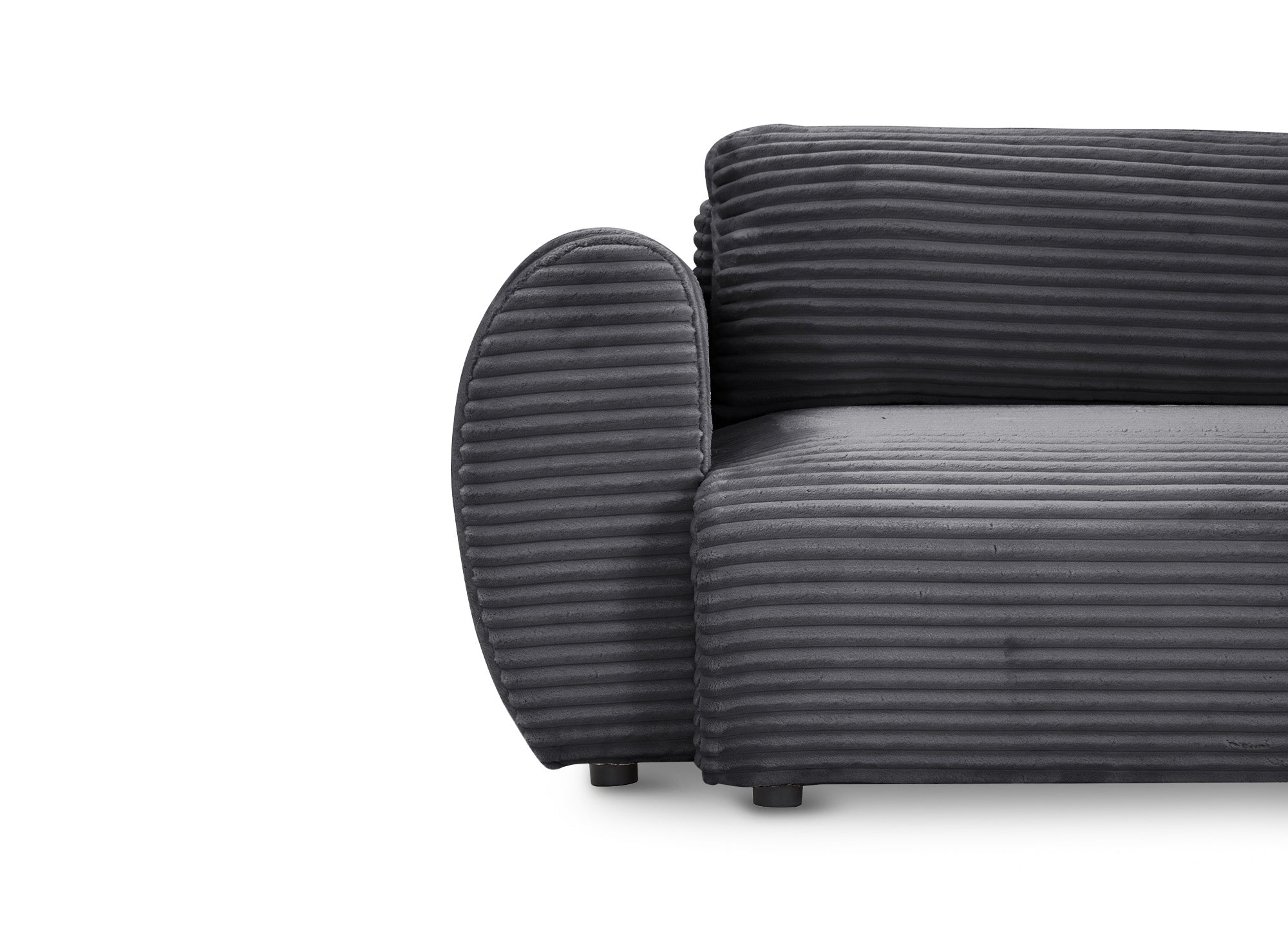 Divano angolare trasformabile con cassapanca in morbido velluto a coste grigio TILDA - Angolo retto