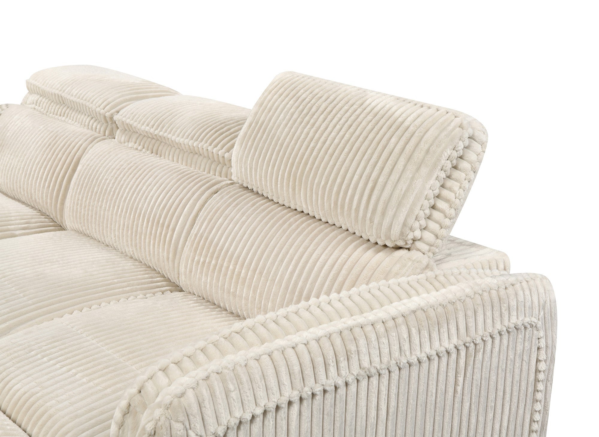 Canapé d'angle convertible en velours côtelé épais beige ISABELLA - Angle gauche