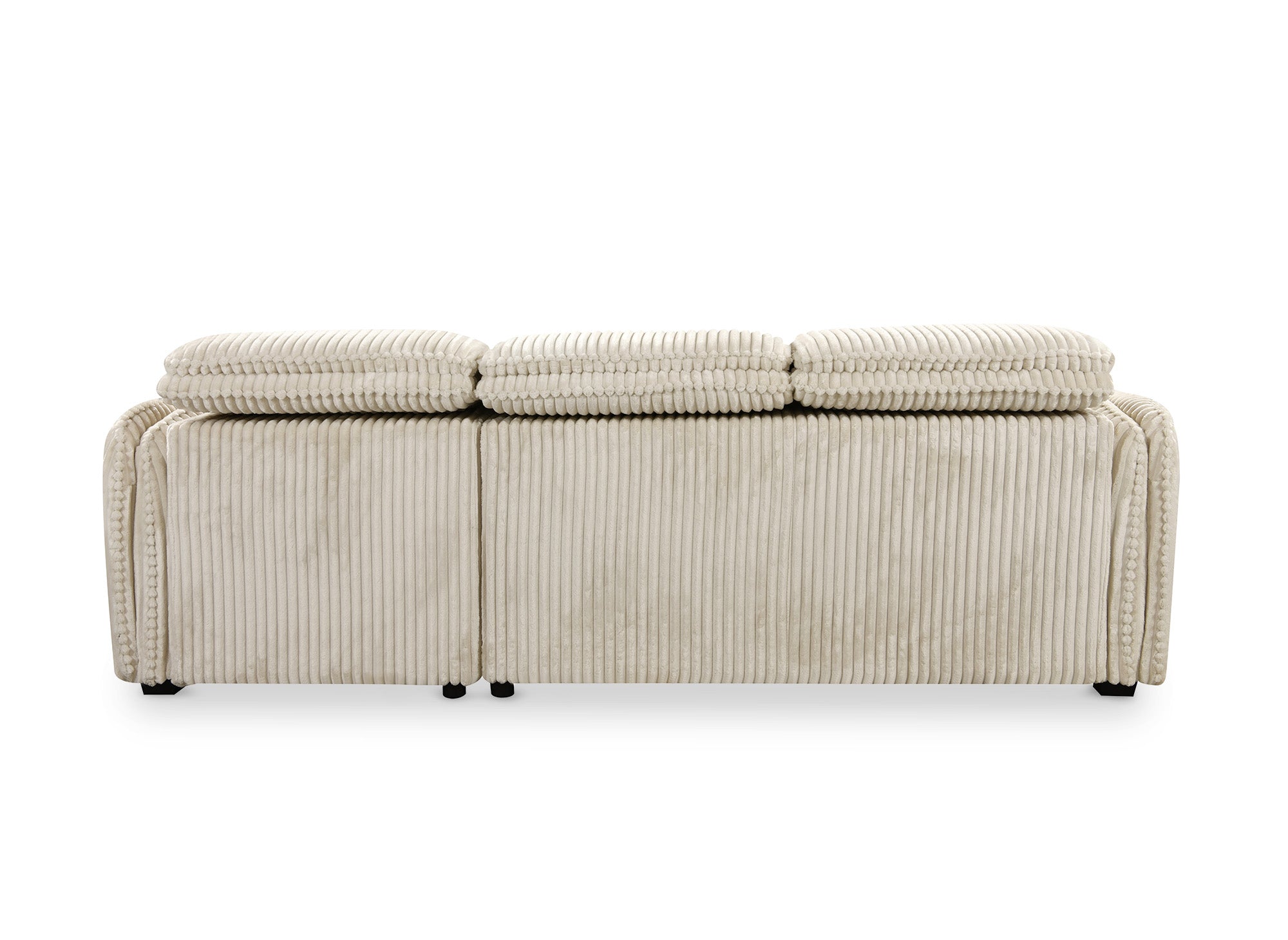 Canapé d'angle convertible en velours côtelé épais beige ISABELLA - Angle droit