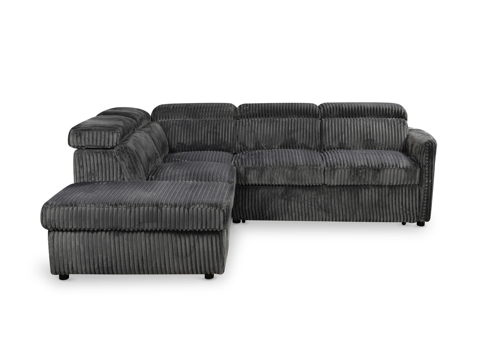 Divano angolare trasformabile in velluto a coste spesso grigio NAIROBI - Angolo sinistro