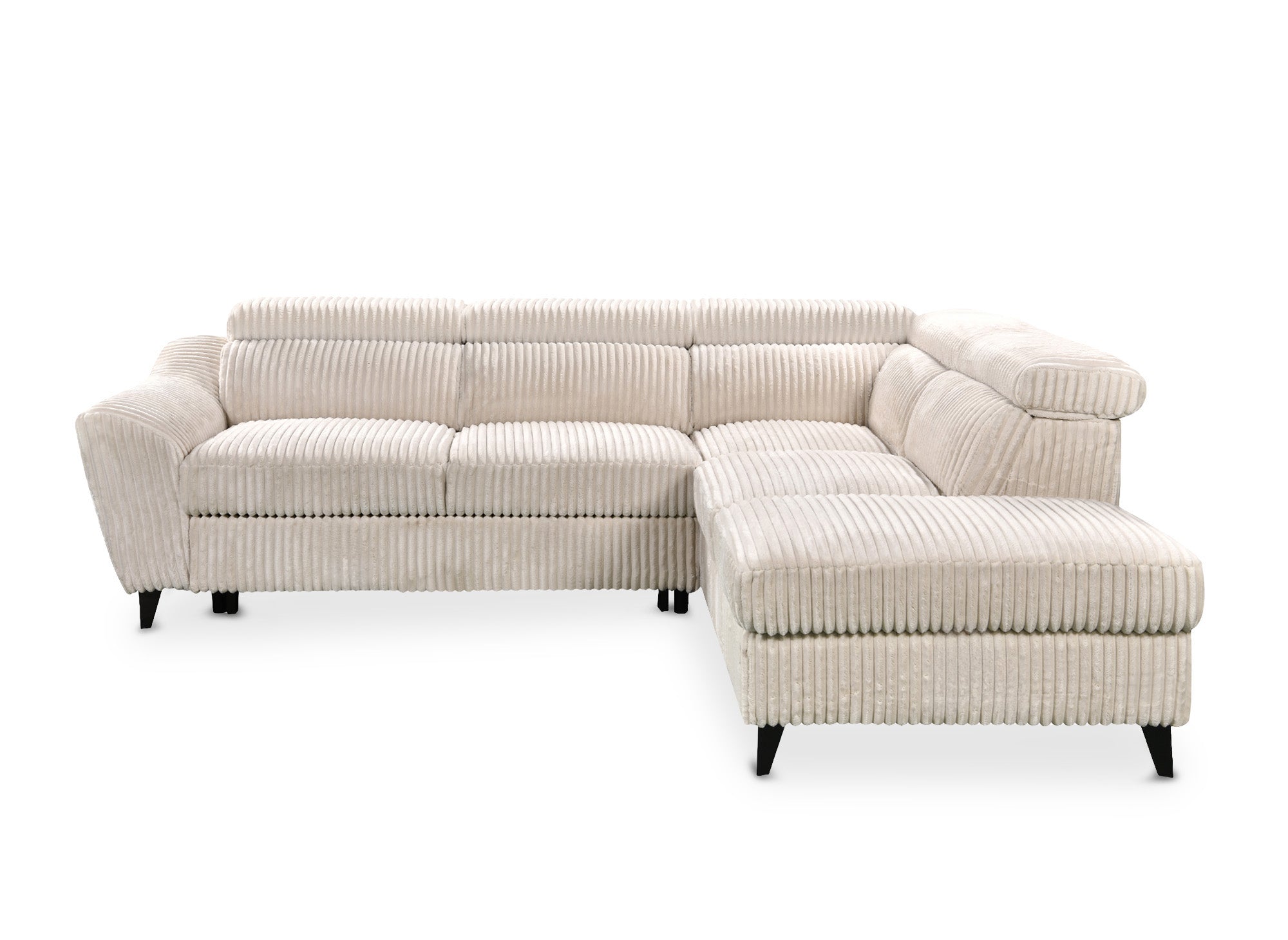 Canapé d'angle convertible avec coffre en velours côtelé épais beige DALTON - Angle droit