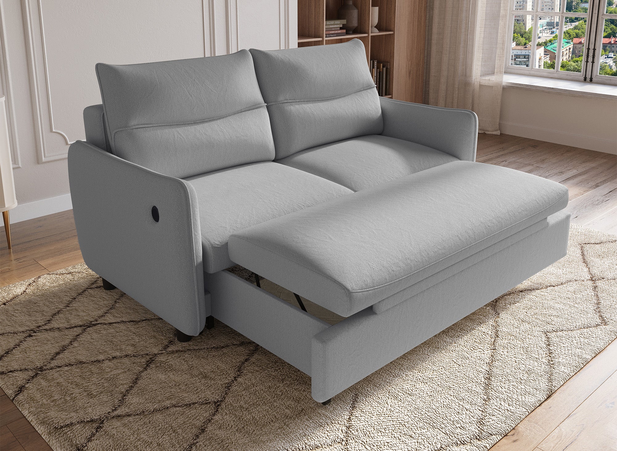 Canapé convertible 3 places en tissu gris clair ZADIG