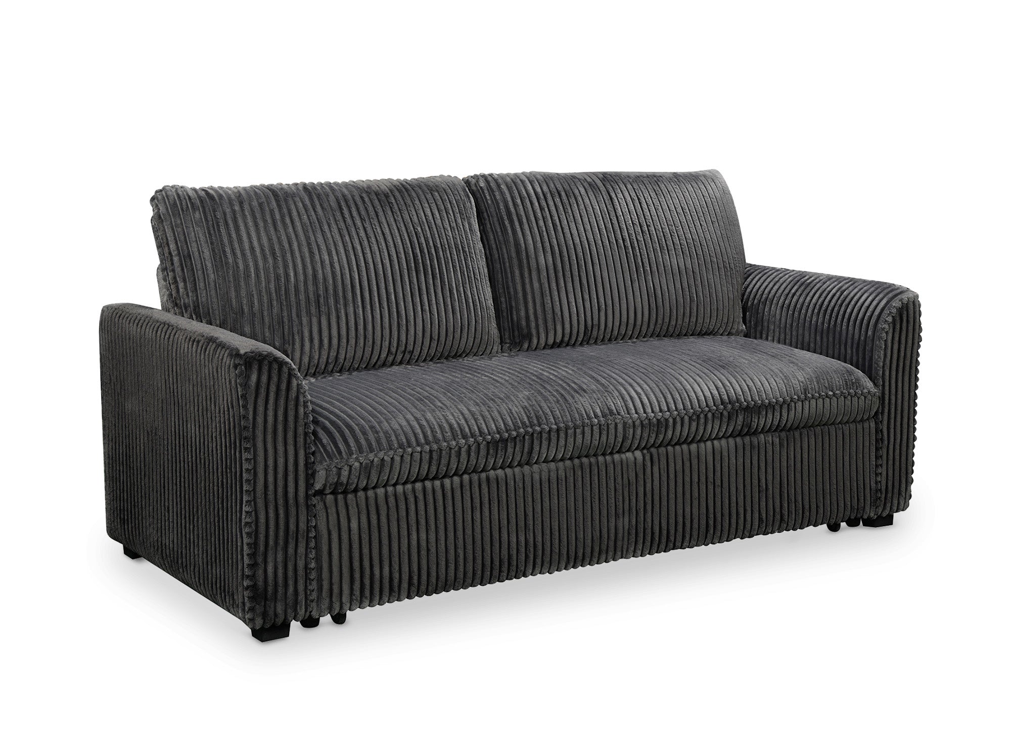 Canapé convertible 3 places en velours côtelé épais gris MAYLIE