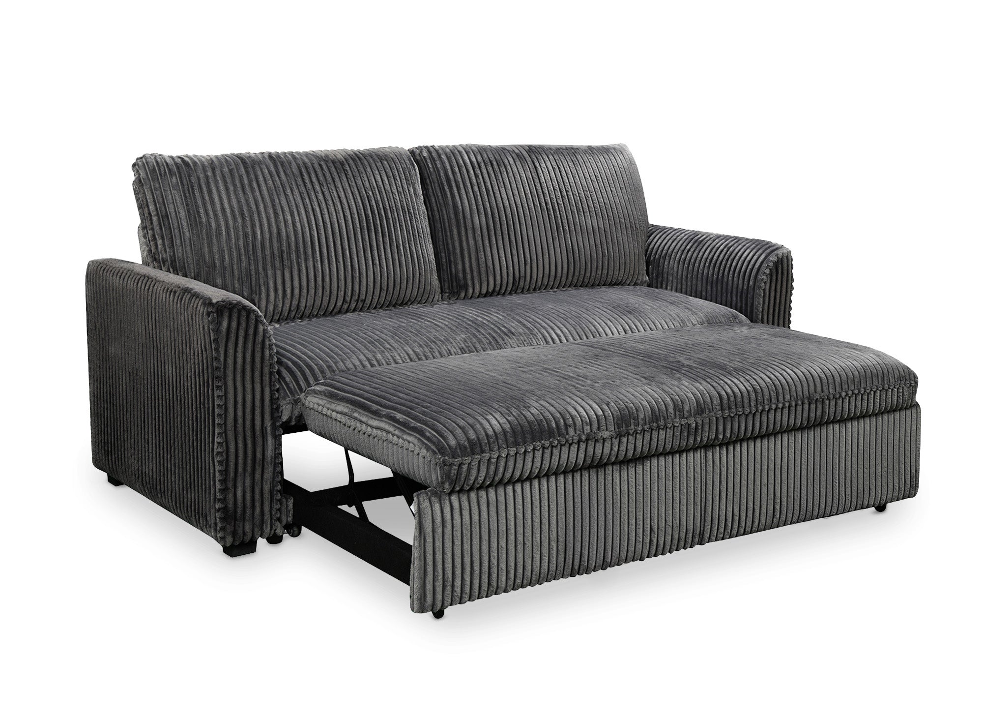 Canapé convertible 3 places en velours côtelé épais gris MAYLIE