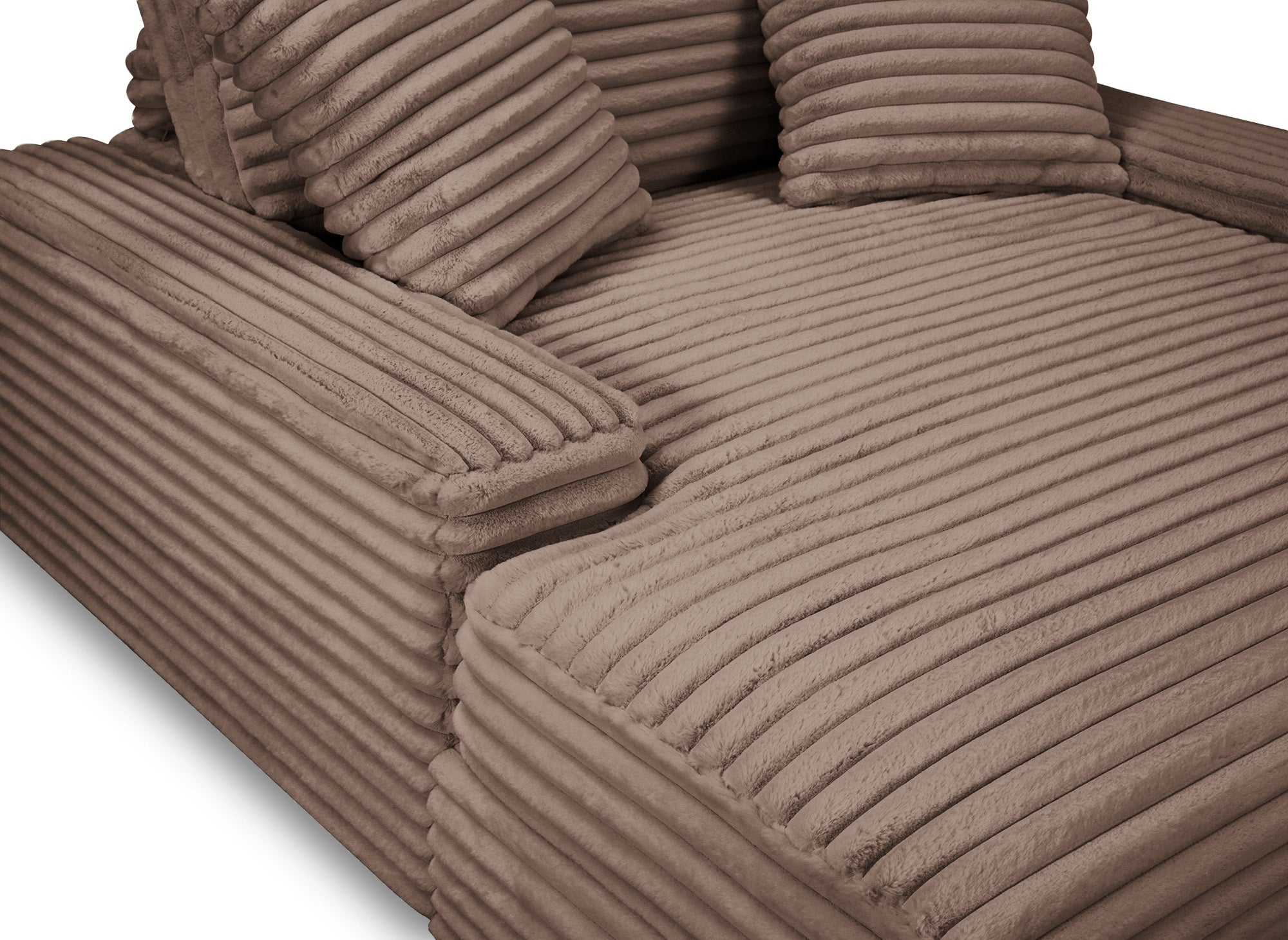 Canapé méridienne 1 place en gros côtelé doux taupe DAHO