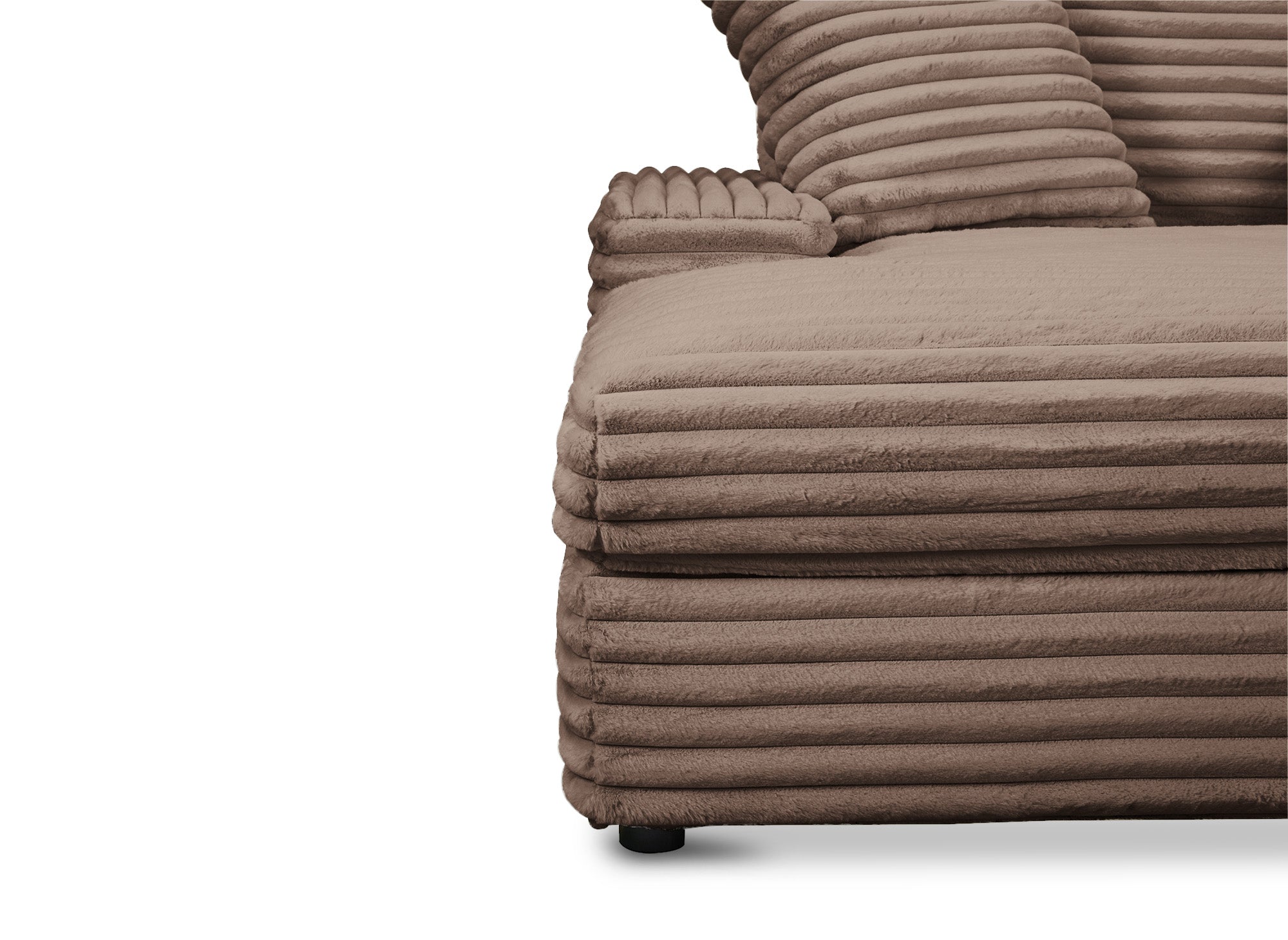 Canapé méridienne 1 place en gros côtelé doux taupe DAHO